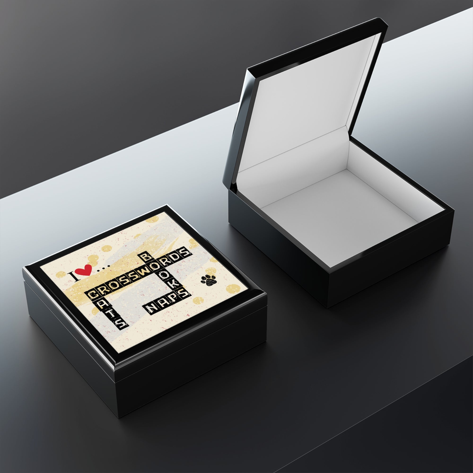 Crosswords and Cats Jewelry Box
