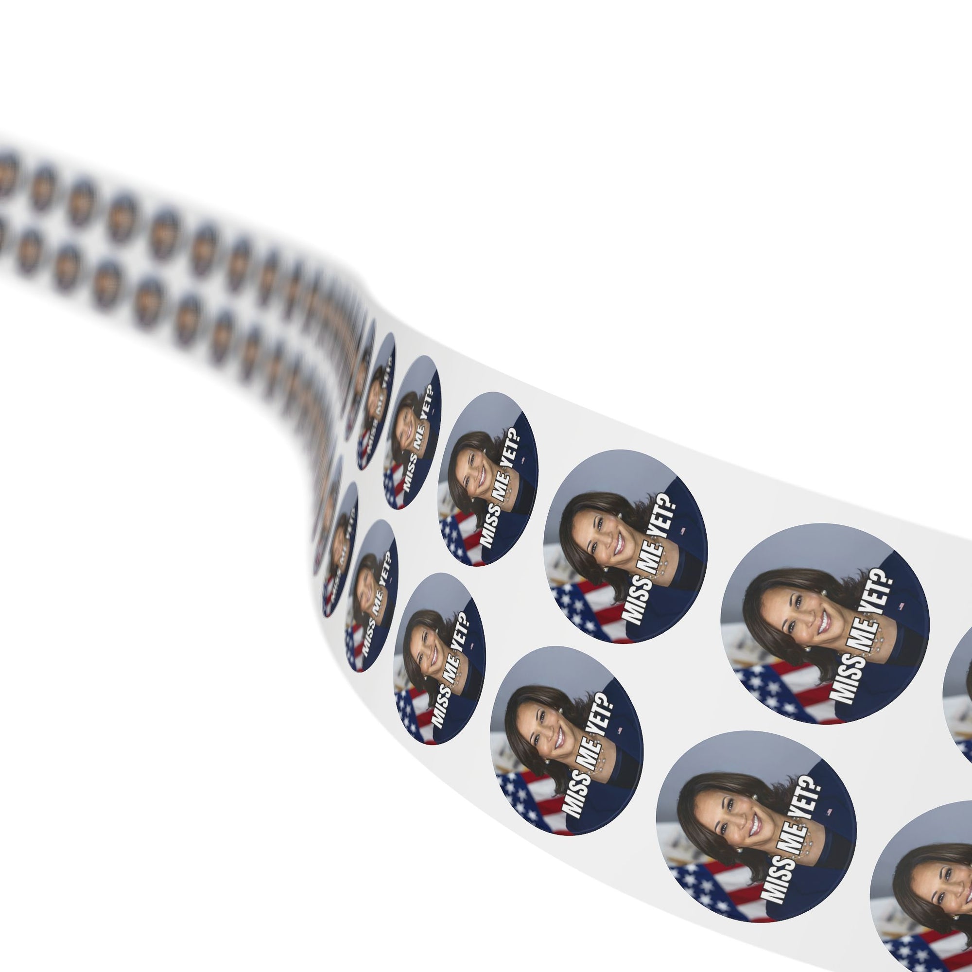 Political Round Sticker Rolls - Kamala 'Miss Me Yet?'