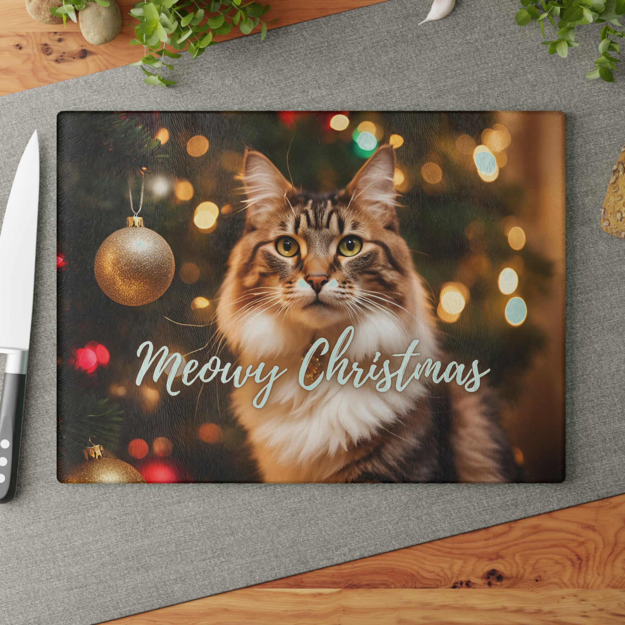 Merry Christmas Glass Cutting Board