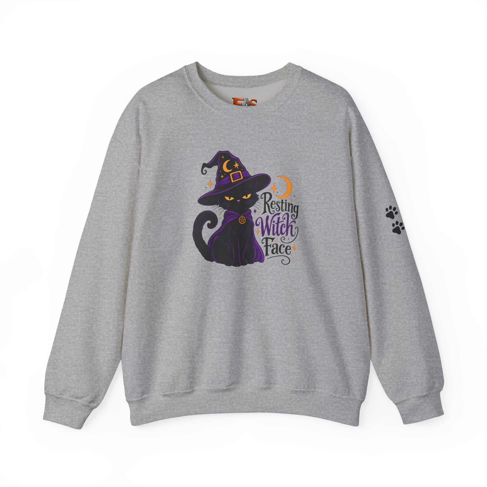 Resting Witch Face Cat Sweatshirt | Halloween Witch Cat Crewneck