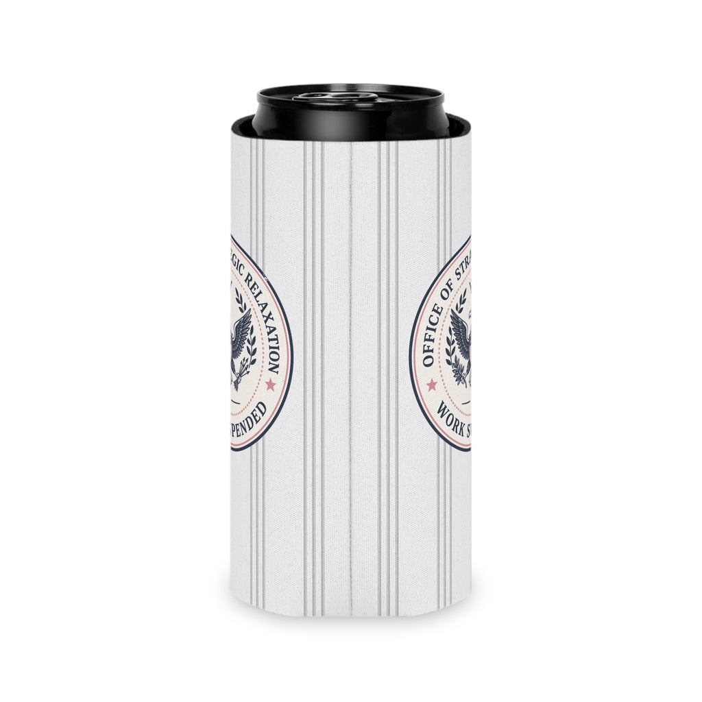 Office of Strategic Relaxation Can Cooler | Work Suspended Funny Koozie