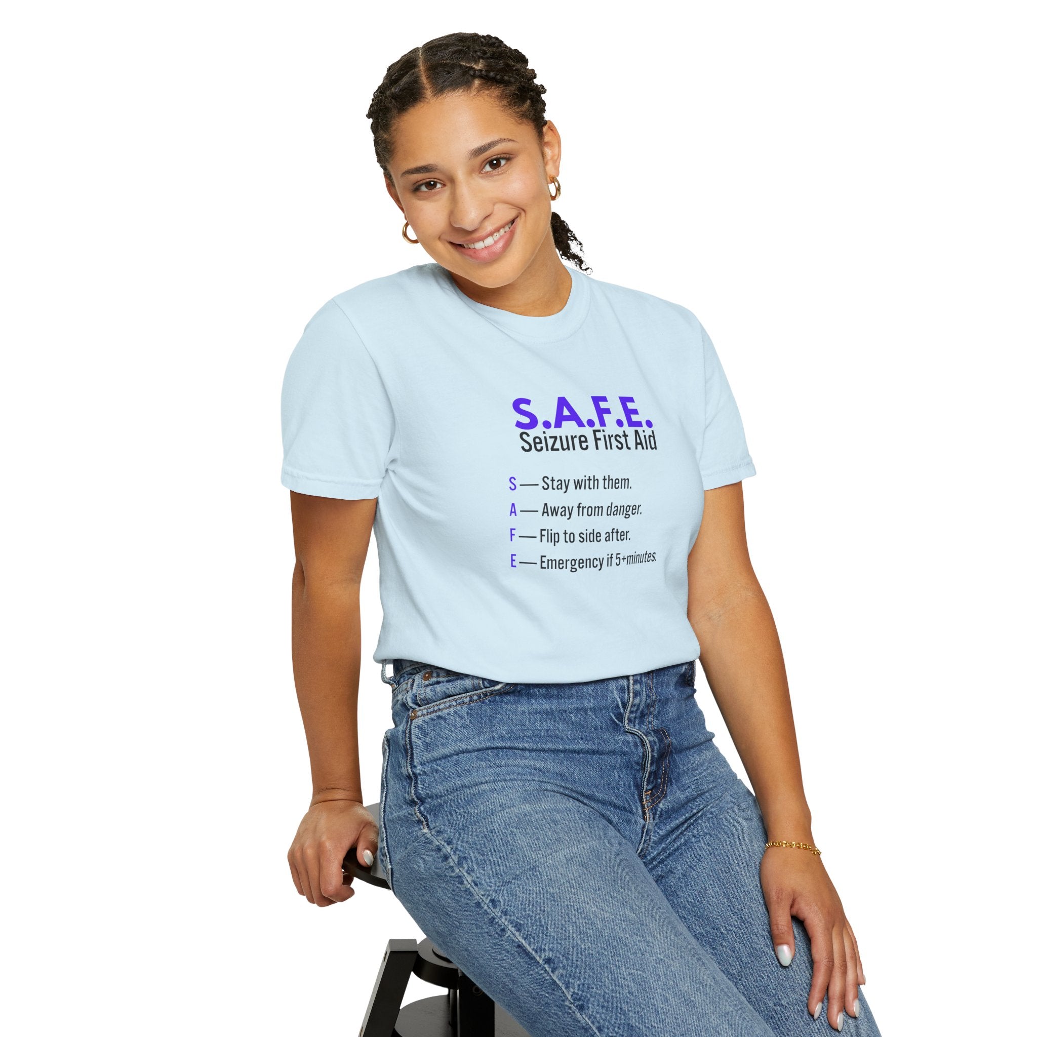 S.A.F.E. Seizure First Aid T-Shirt – Epilepsy Awareness Education Tee