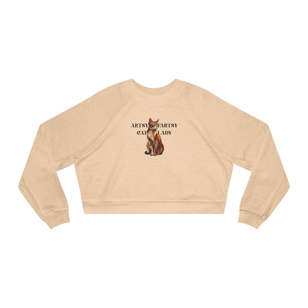 Artsy Fartsy Cat Lady Cropped Fleece Pullover, Autumn Fashion