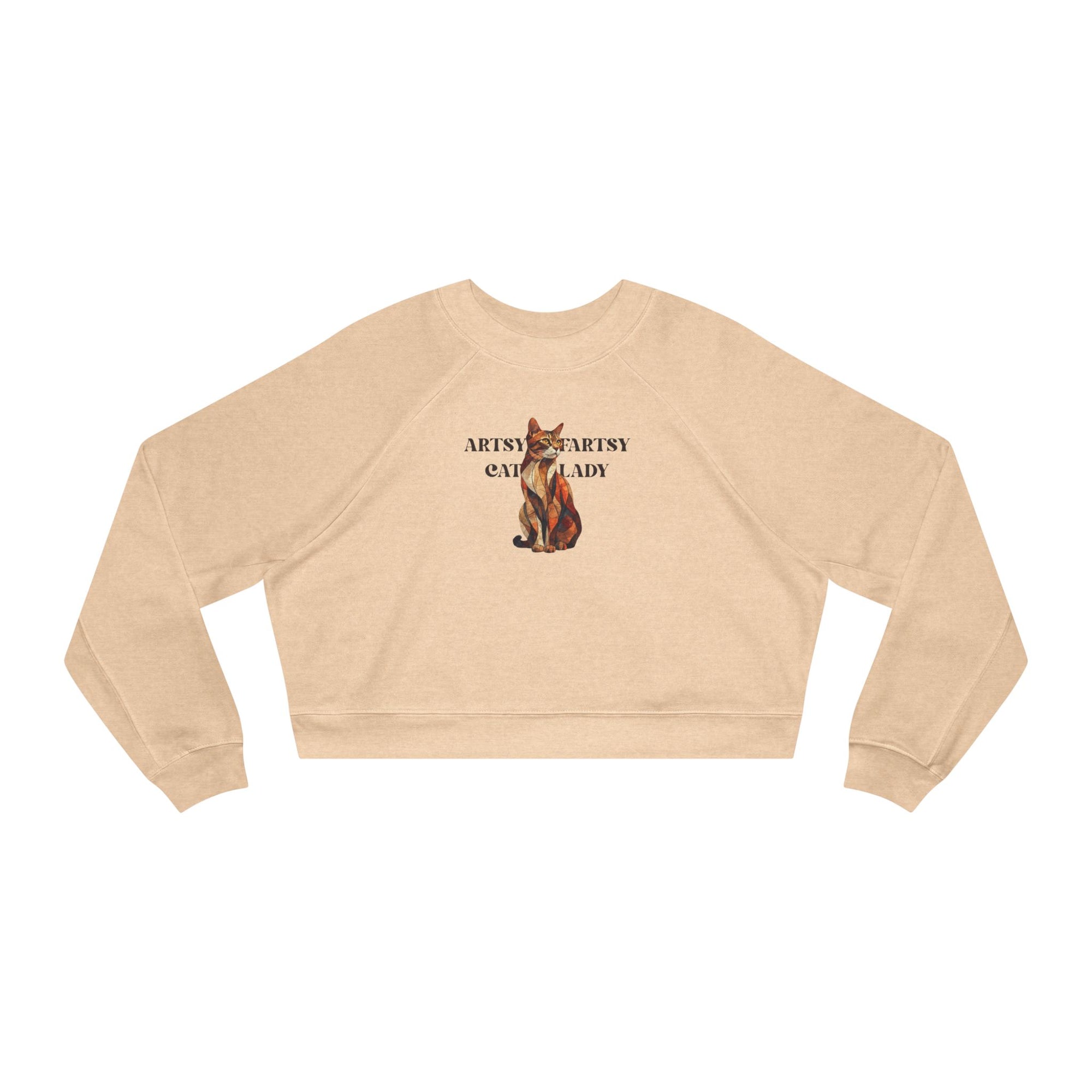 Artsy Fartsy Cat Lady Cropped Fleece Pullover, Autumn Fashion