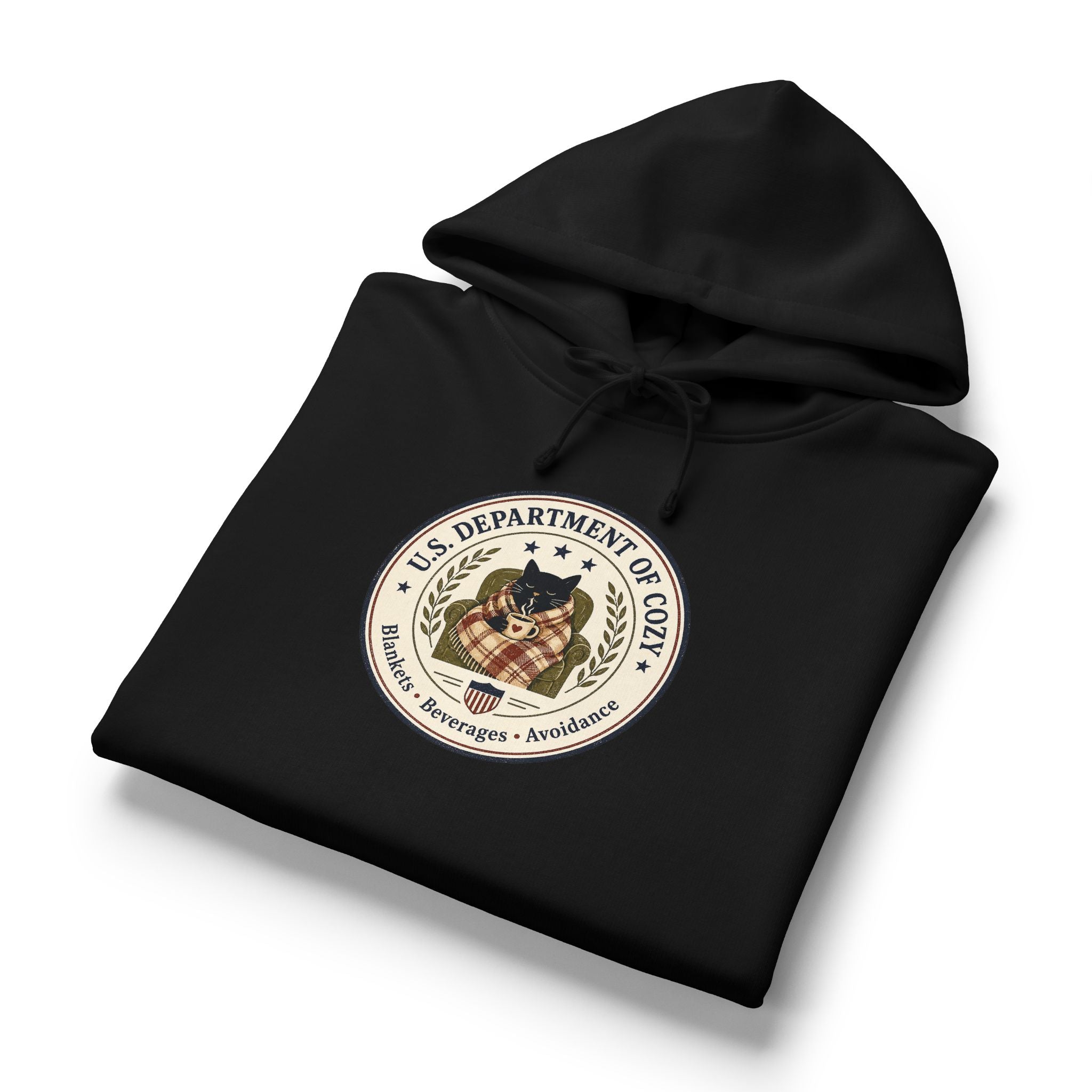 U.S. Department of Cozy Organic Hoodie | Funny Cat Government Parody Sweatshirt
