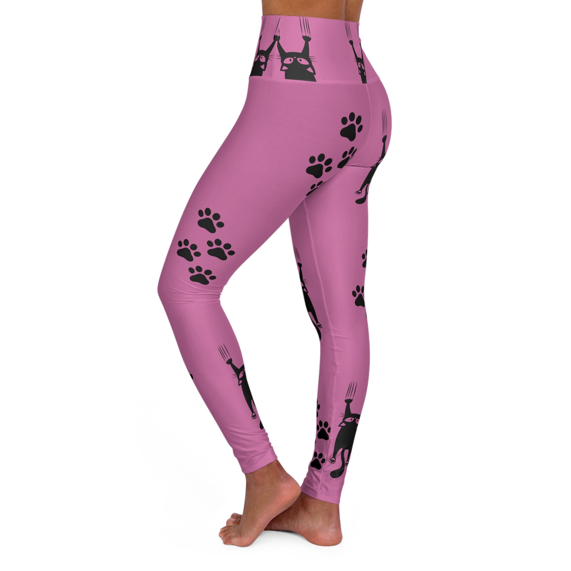 Pink Scared Kitty High Waisted Yoga Leggings