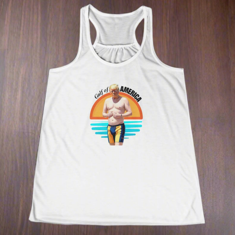 Funny Gulf of America Women's Flowy Racerback Tank Top
