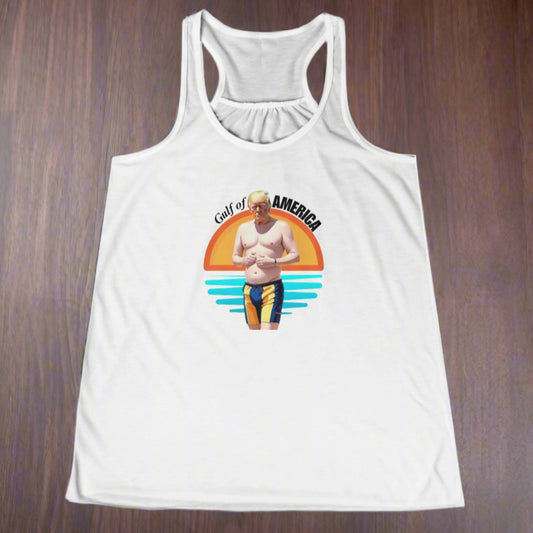 Funny Gulf of America Women's Flowy Racerback Tank Top