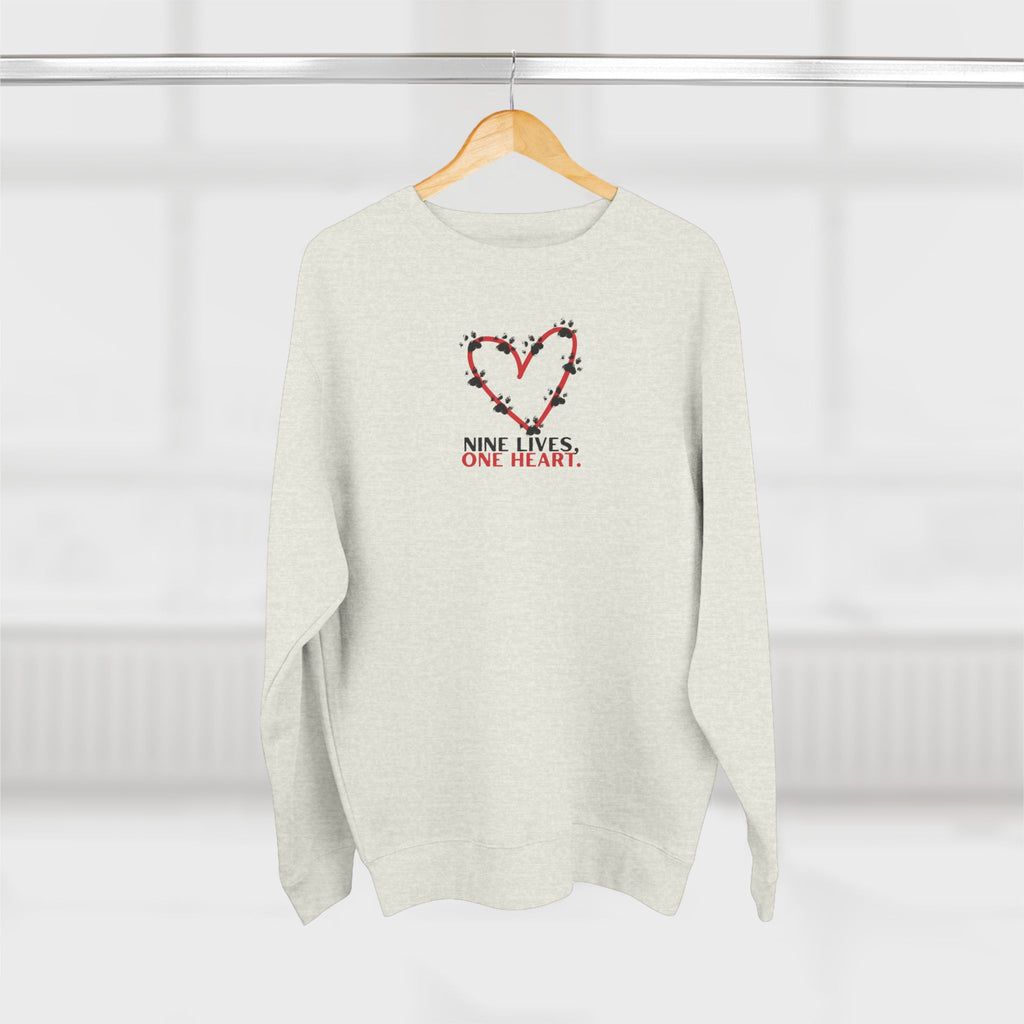 Nine Lives, One Heart – Cat Lover Sweatshirt