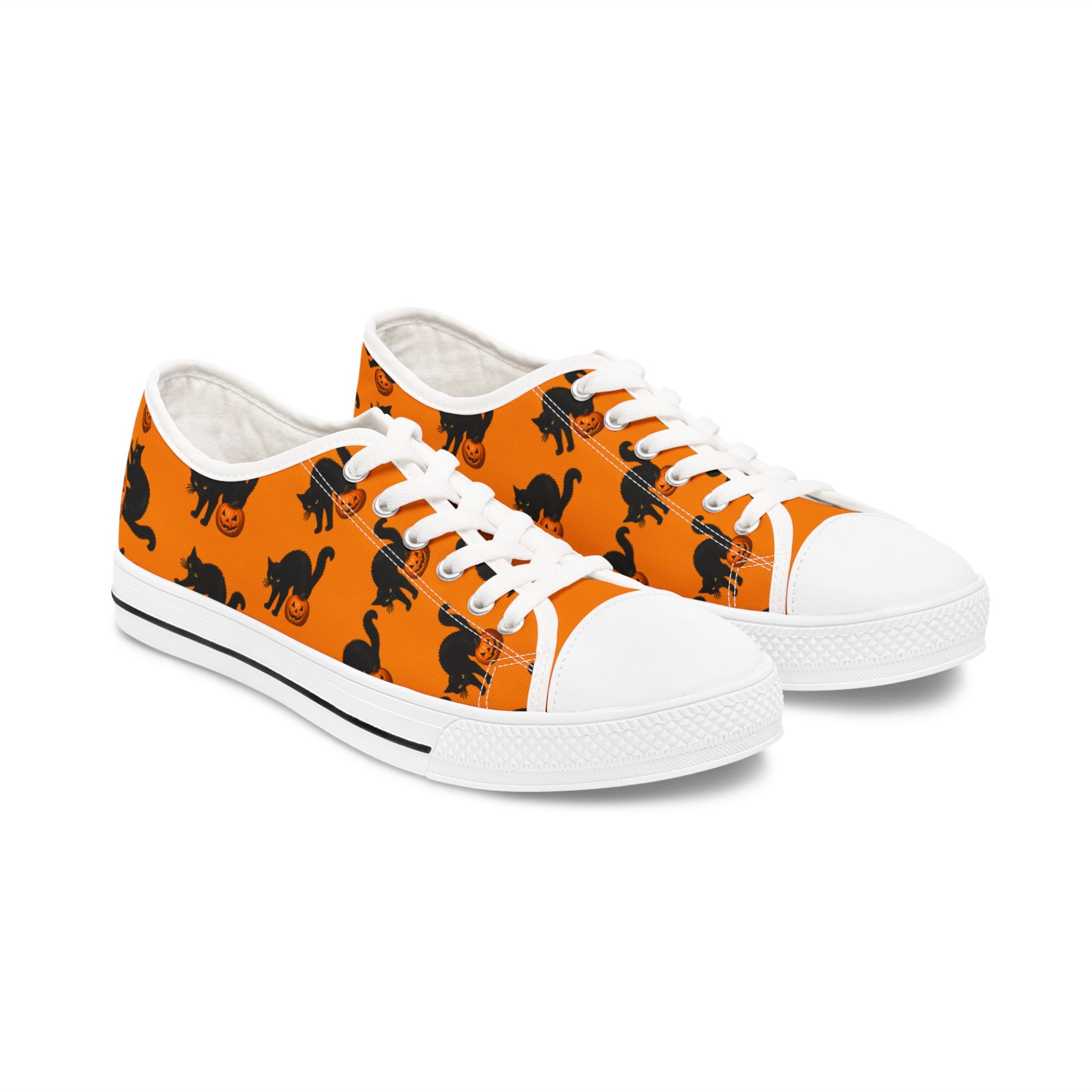 Halloween Black Cat Low-Top Canvas Sneakers