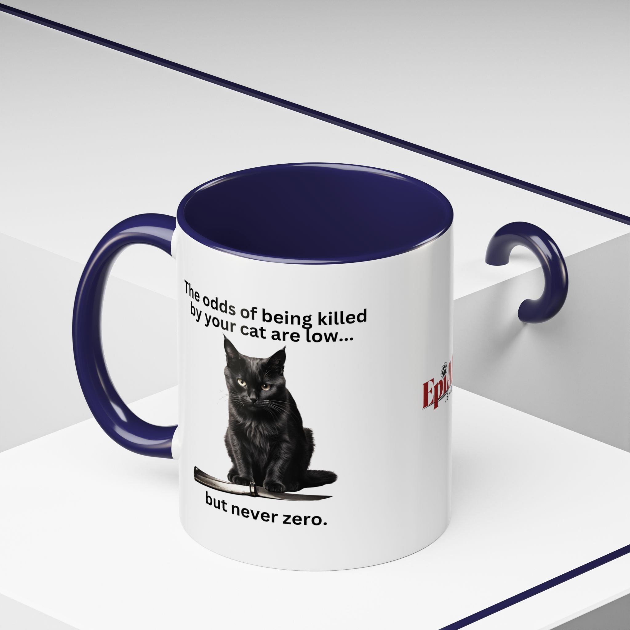 Photo depicting the ​Killer Cat Odds Accent Coffee Mug (11, 15oz) from EpiAl's Shop.
