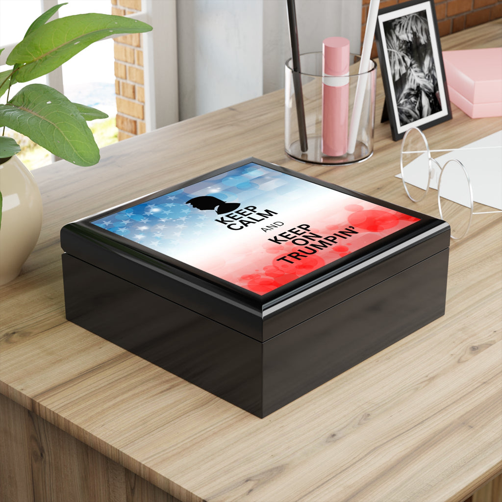 Keep Calm and Keep on Trumpin' Jewelry Box Printify
