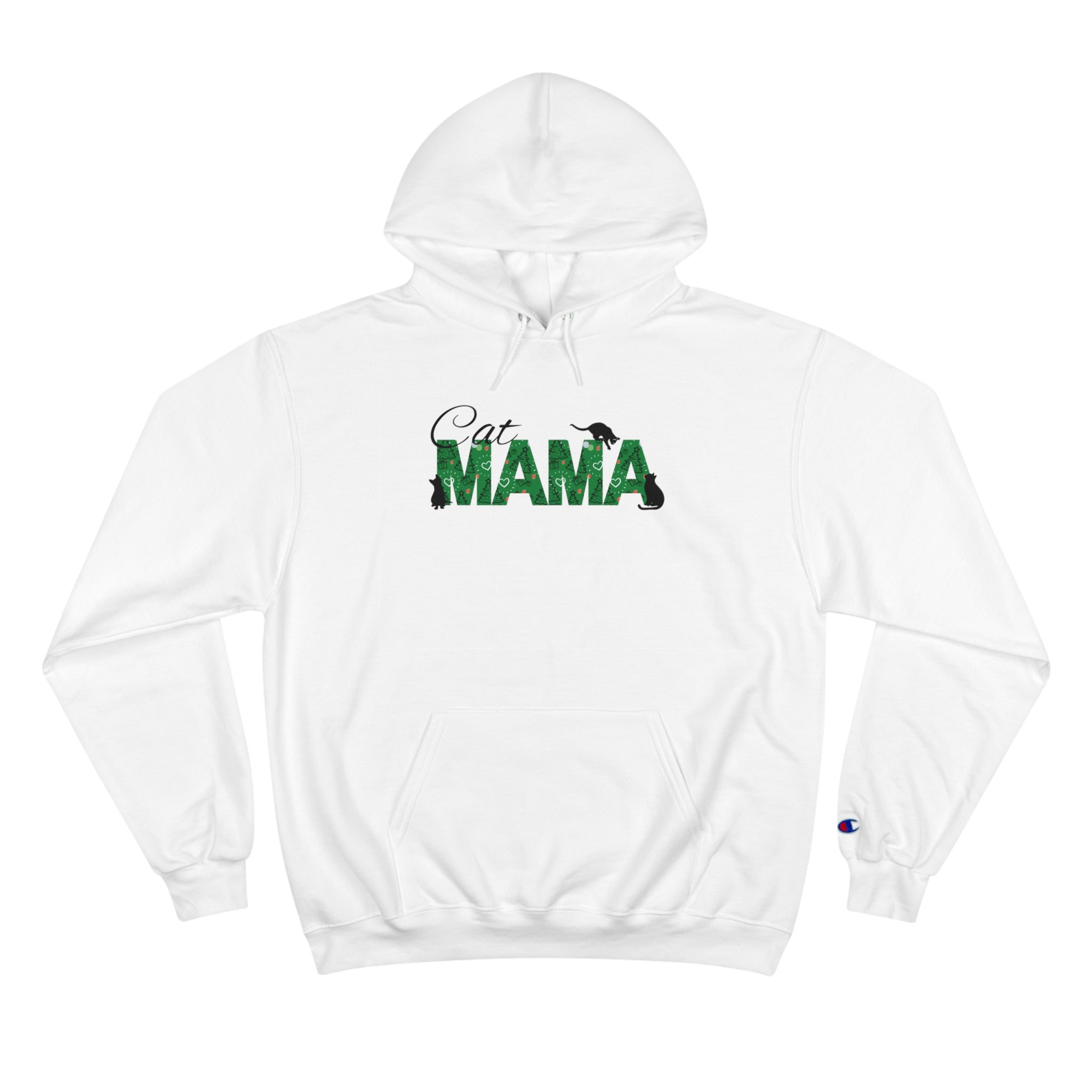 Photo depicting the ​Christmas Cat Mama Champion Hoodie from EpiAl's Shop.