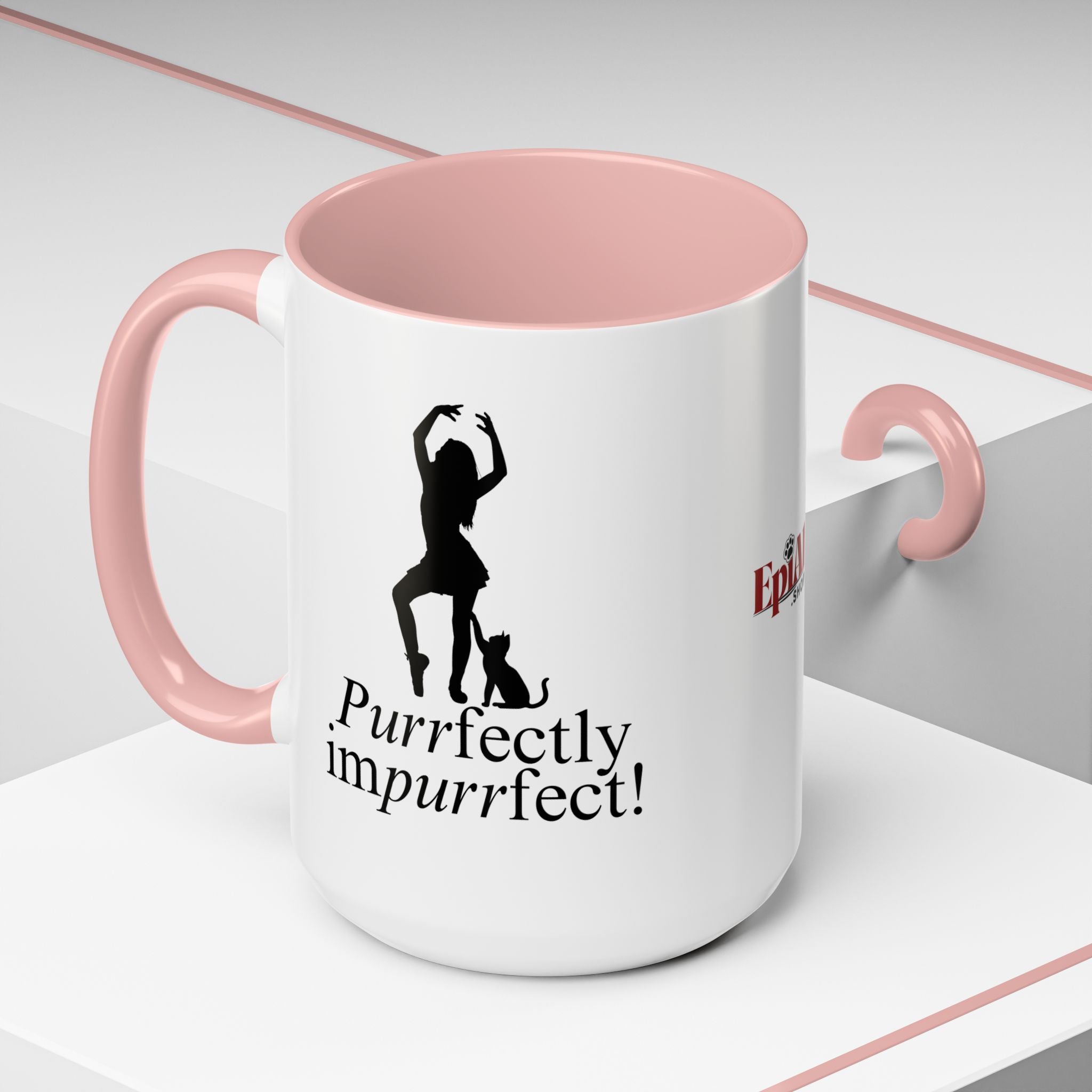 Photo depicting the ​Purrfectly Impurrfect Accent Coffee Mug (11, 15oz) from EpiAl's Shop.