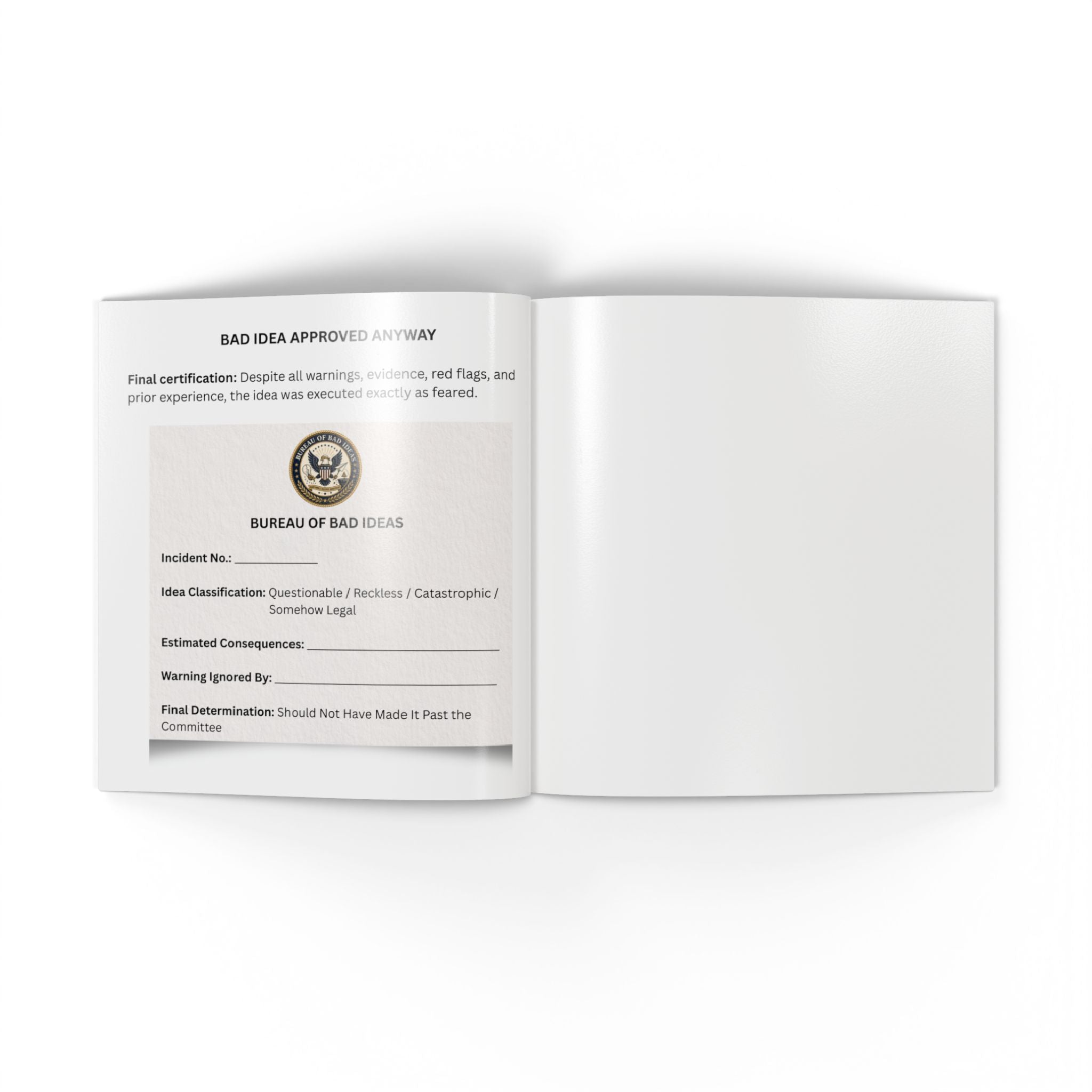 Bureau of Bad Ideas: Funny Faux-Government Softcover Book