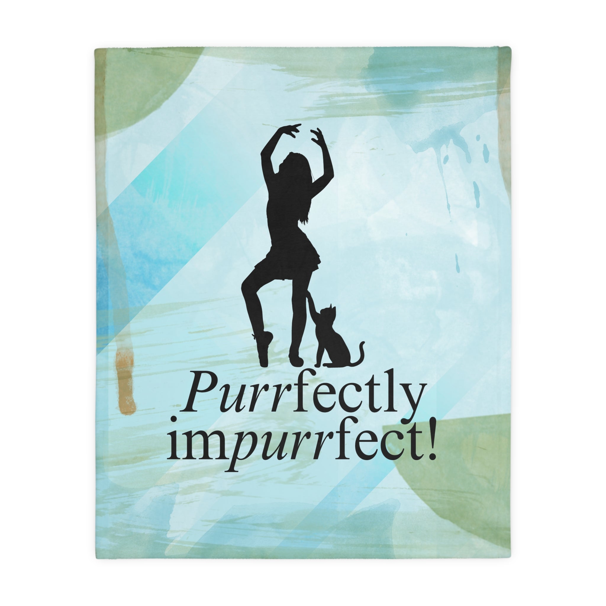Photo depicting the ​Purrfectly Impurrfect Velveteen Microfiber Blanket (Two-sided print) from EpiAl's Shop.