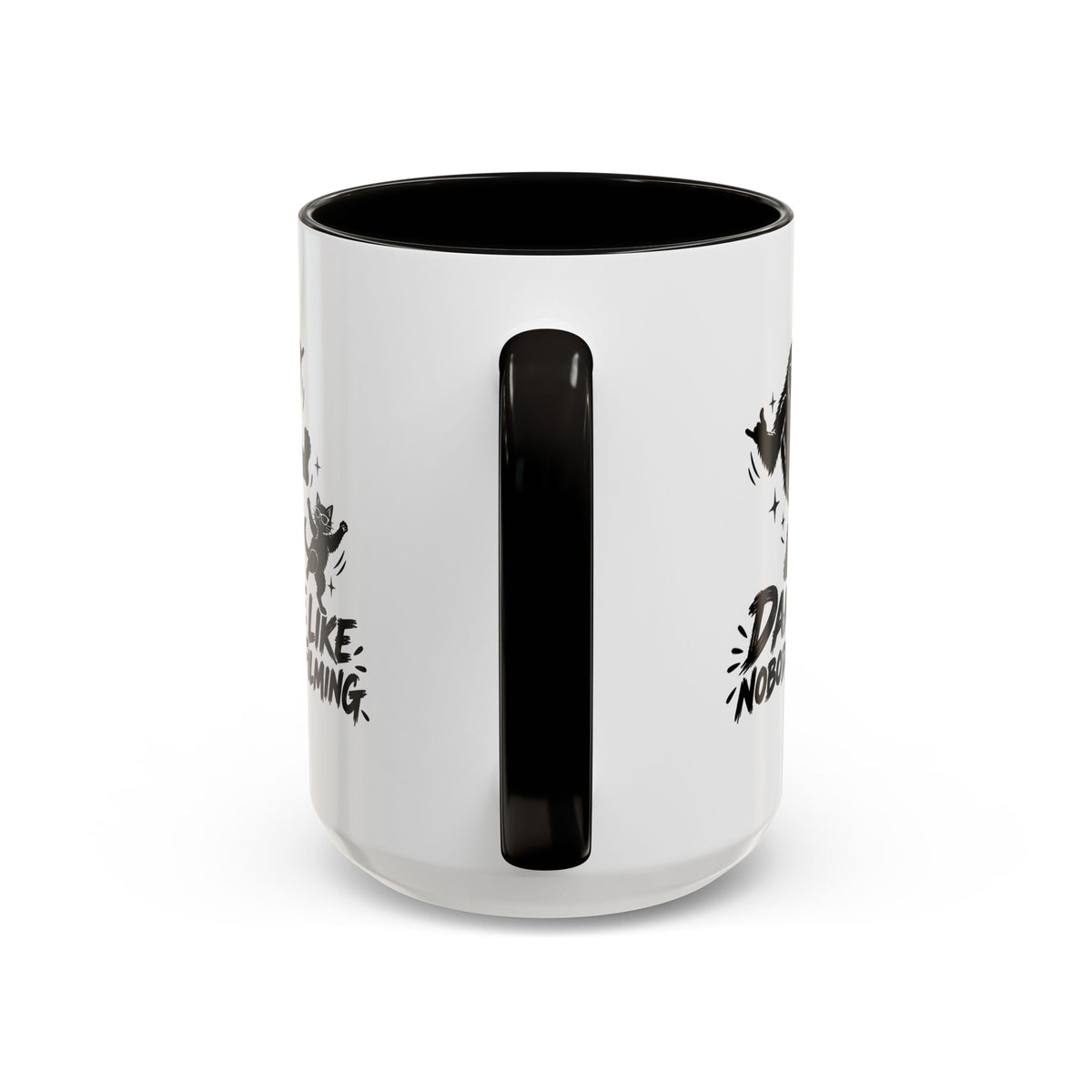 Dance Like Nobody's Filming | Funny Bigfoot & Cat Coffee Mug (11oz/15oz)