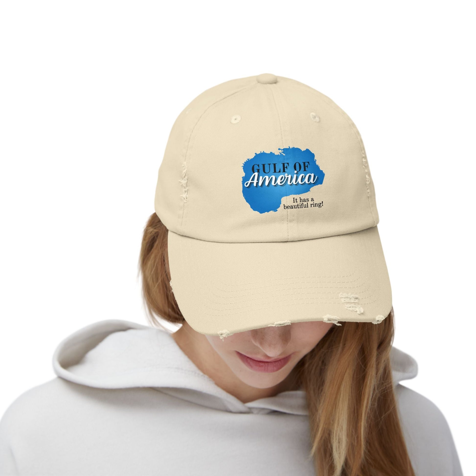 Unisex Distressed Cap - Gulf of America: A Beautiful Ring Printify
