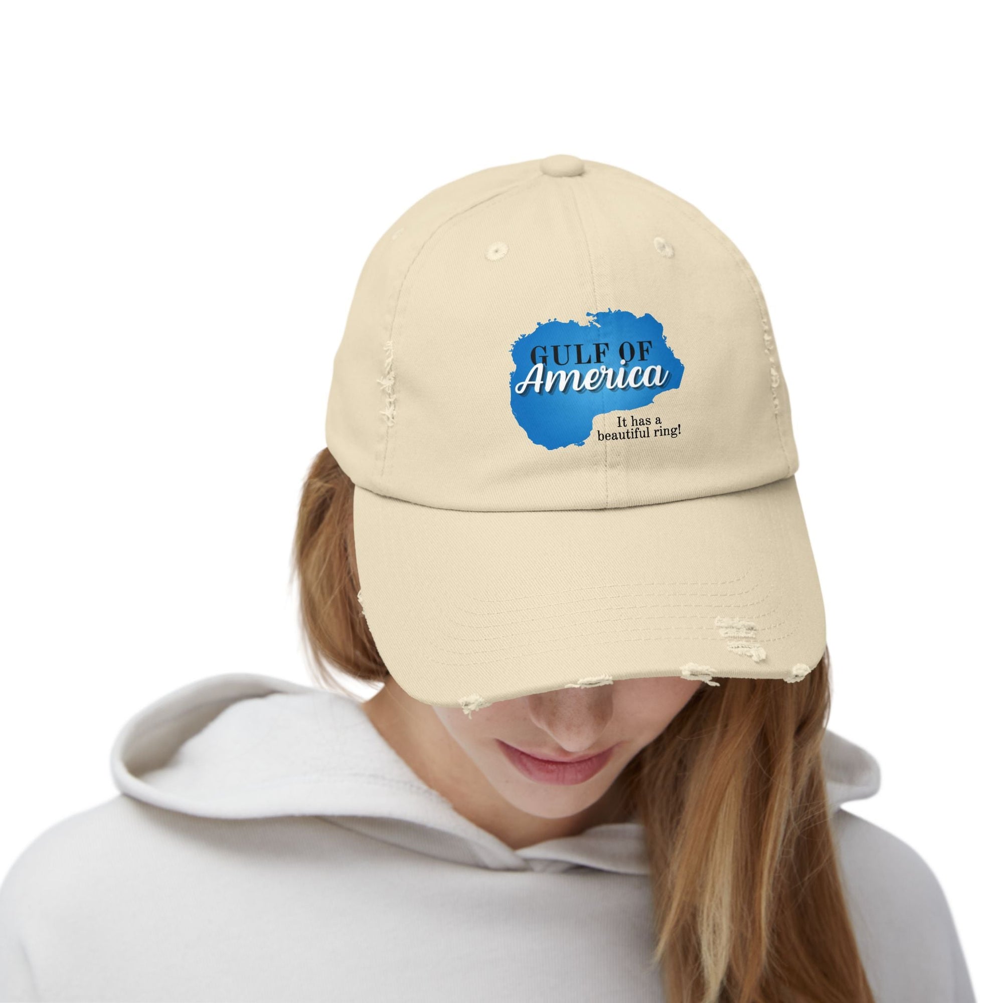 Unisex Distressed Cap - Gulf of America: A Beautiful Ring Printify