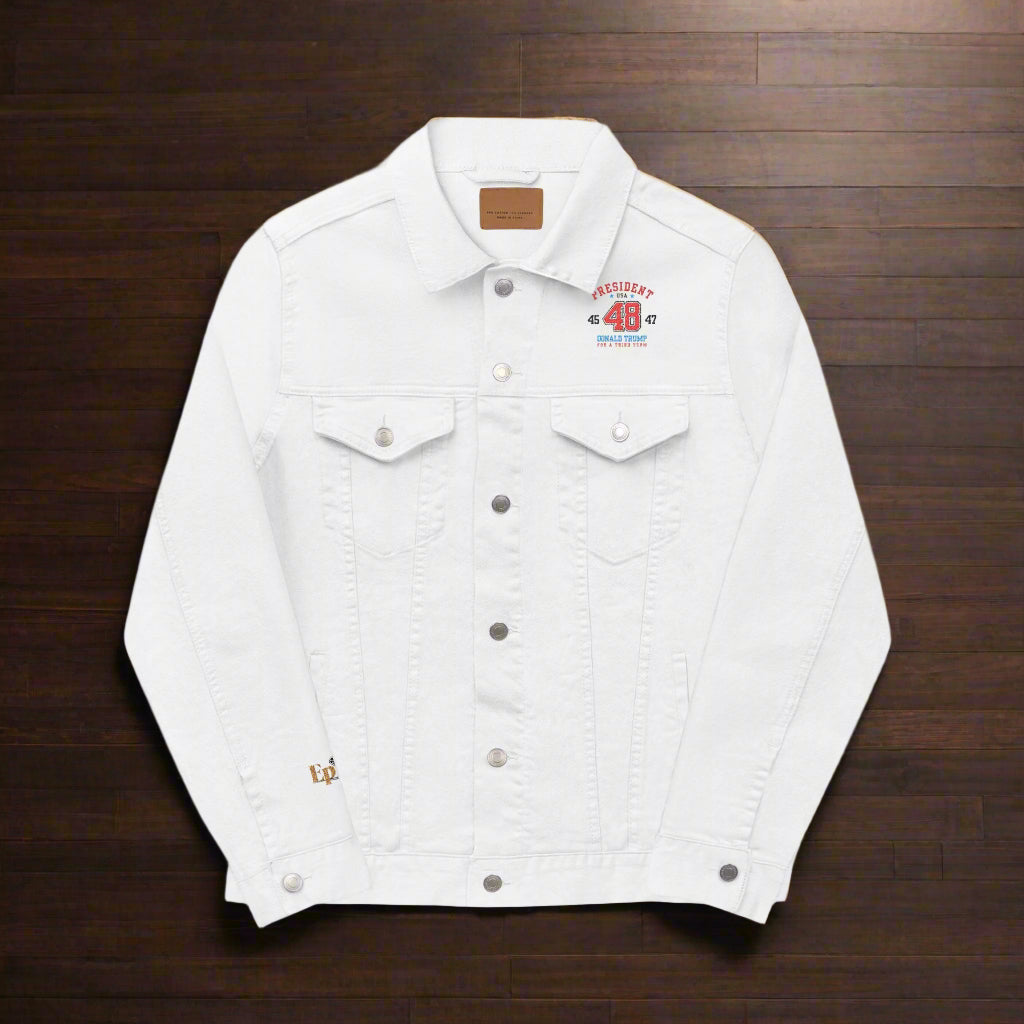 Unisex Trump 45 47 48 Embroidered Denim Jacket
