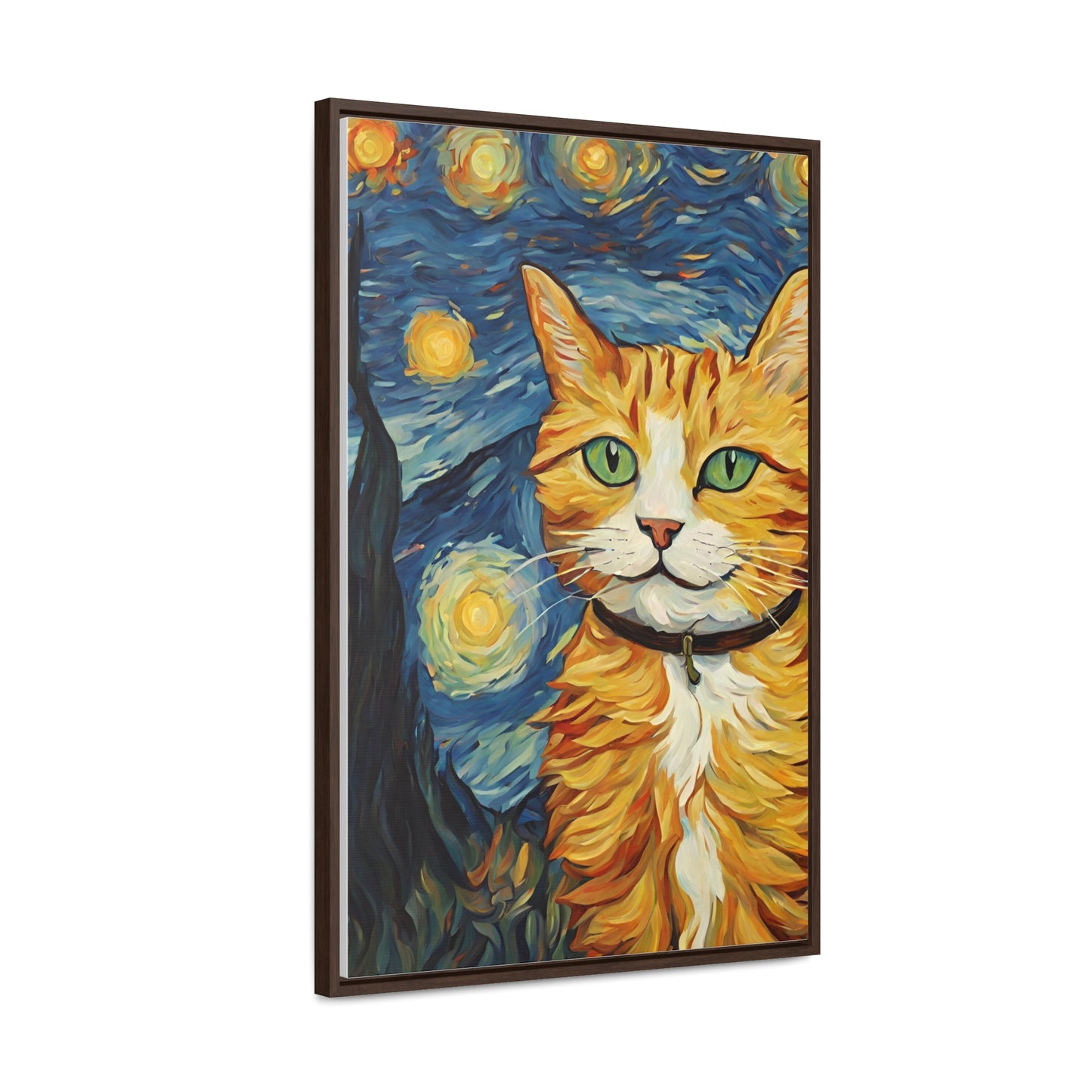 Van Gogh Style Cat Gallery Canvas Wraps, Vertical Frame