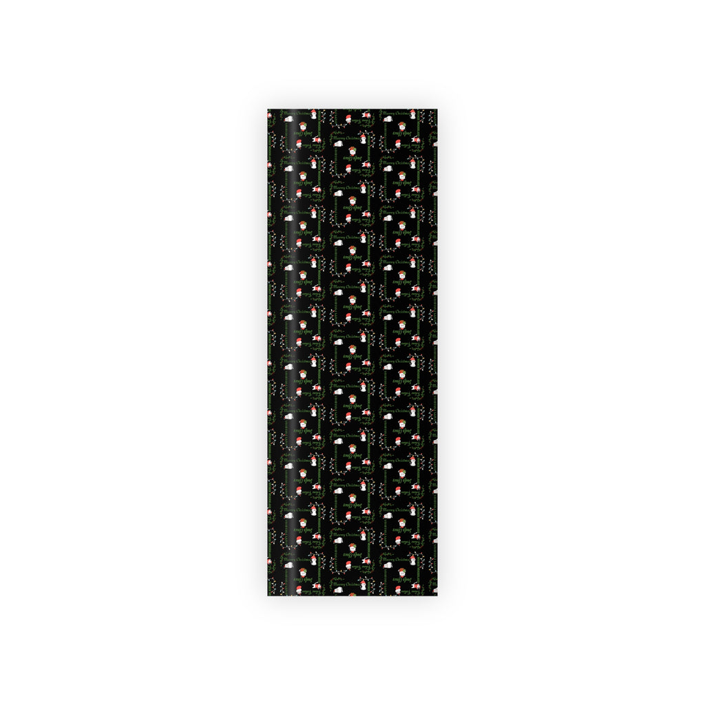 Cat Pun Christmas Gift Wrapping Paper Roll, Sleek Black Design
