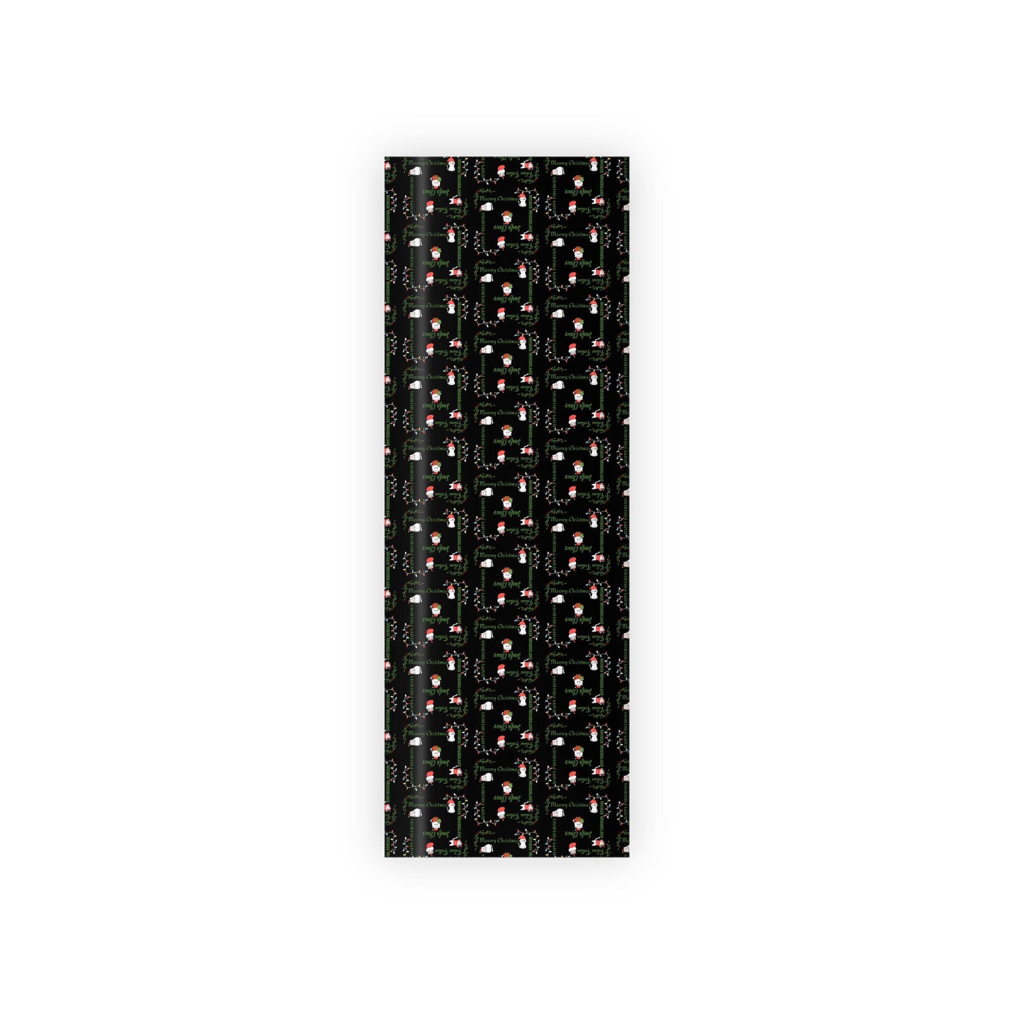 Cat Pun Christmas Gift Wrapping Paper Roll, Sleek Black Design