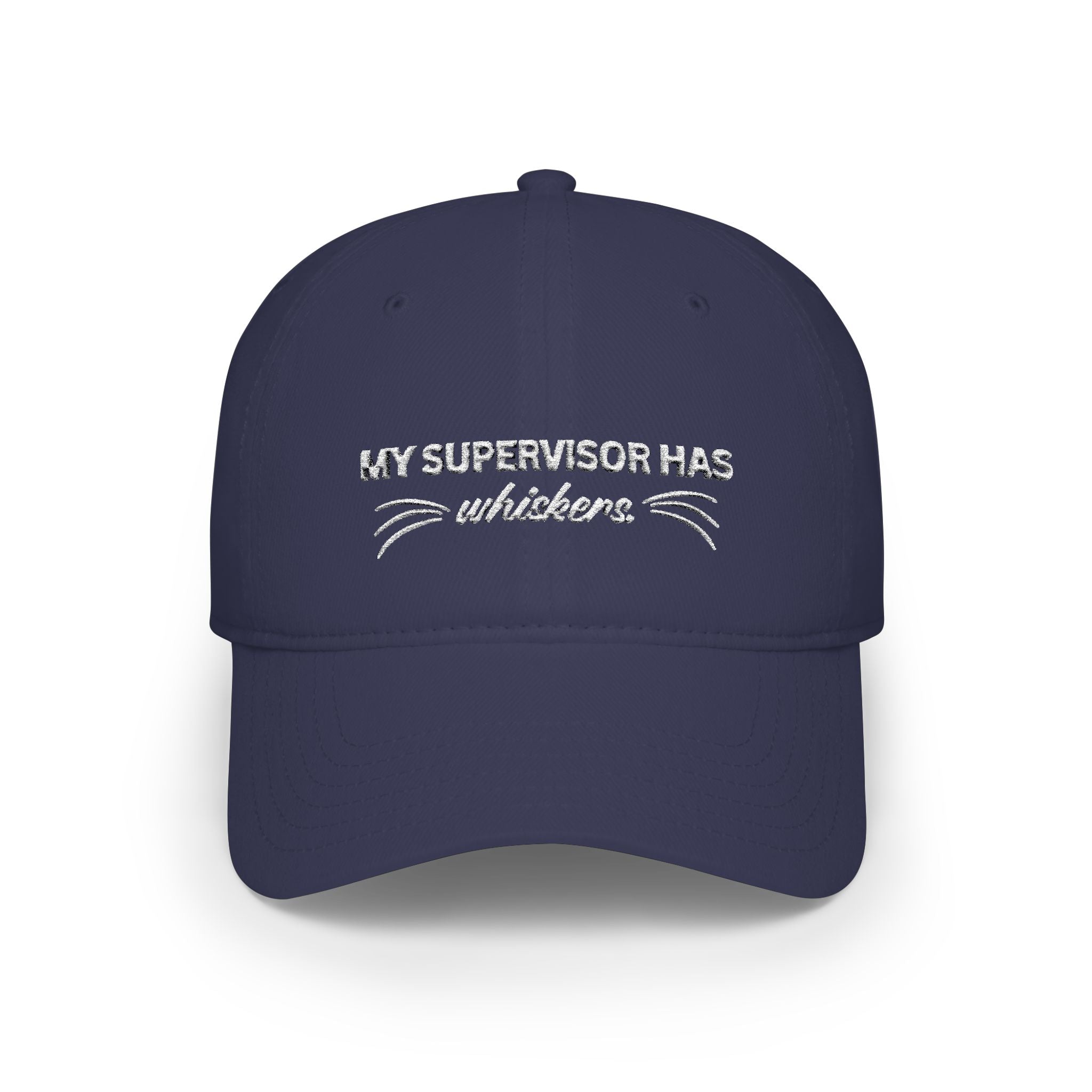 My Supervisor Has Whiskers Embroidered Cat Lover Baseball Cap