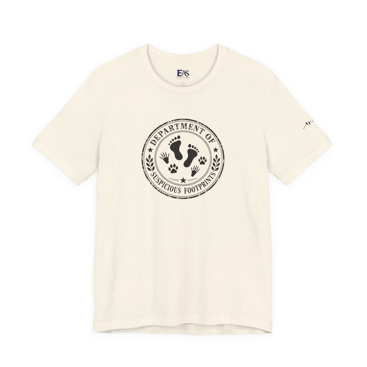 Department of Suspicious Footprints Unisex T-Shirt | Bigfoot, Raccoon & Cat Tracks