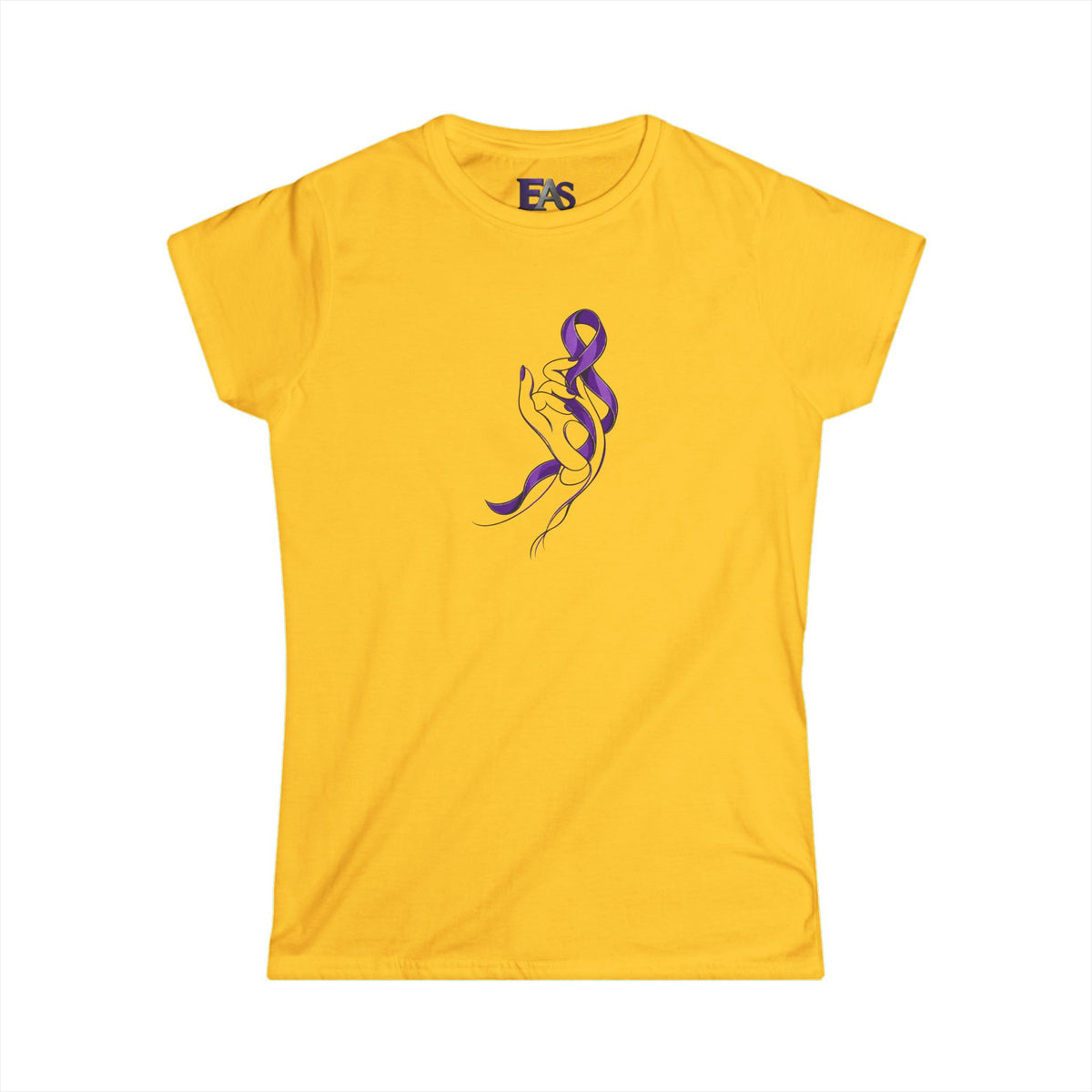 Quiet Strength Women's Epilepsy Awareness T-Shirt | Purple Ribbon Hand Art