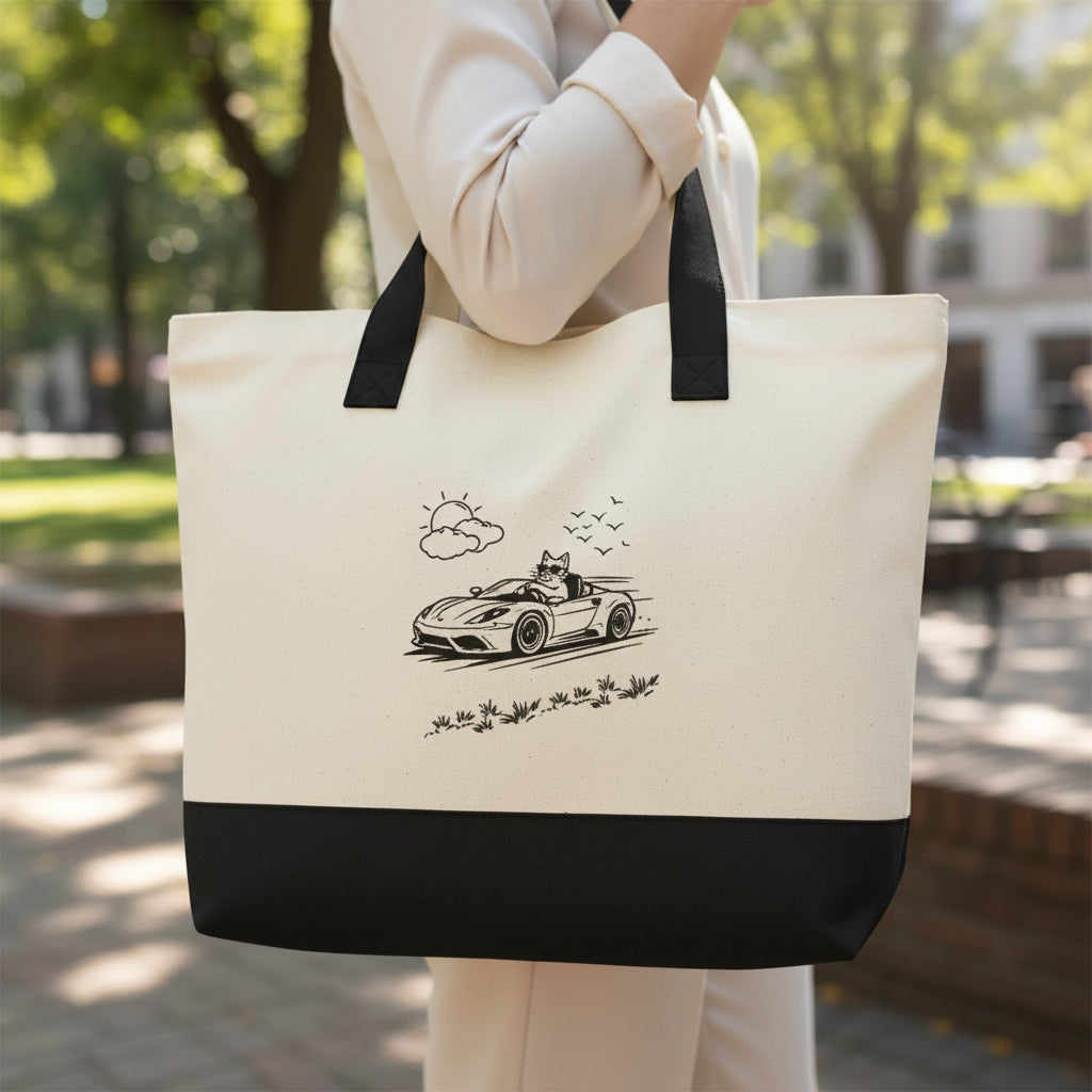 Wander Road Canvas Tote Bag – Heavyweight Zippered Cotton Market Tote