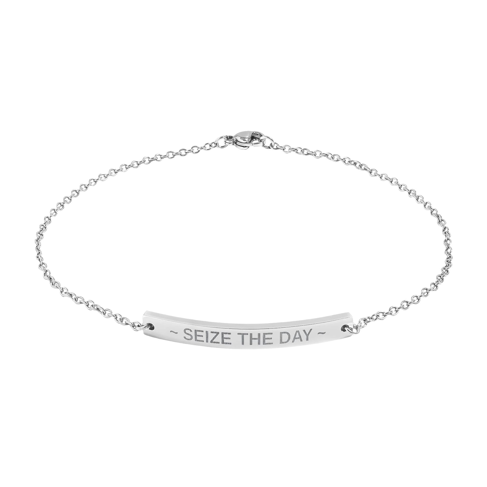 Seize the Day Engraved Anklet | Inspirational Stainless Steel Anklet