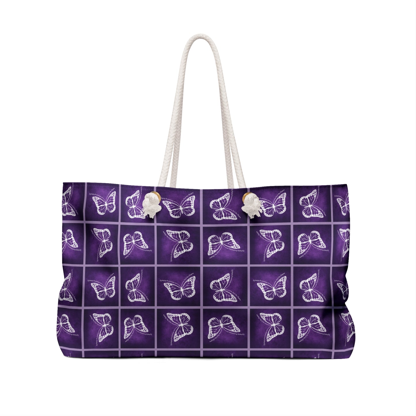 Elegant Purple Butterfly Print Weekender Bag