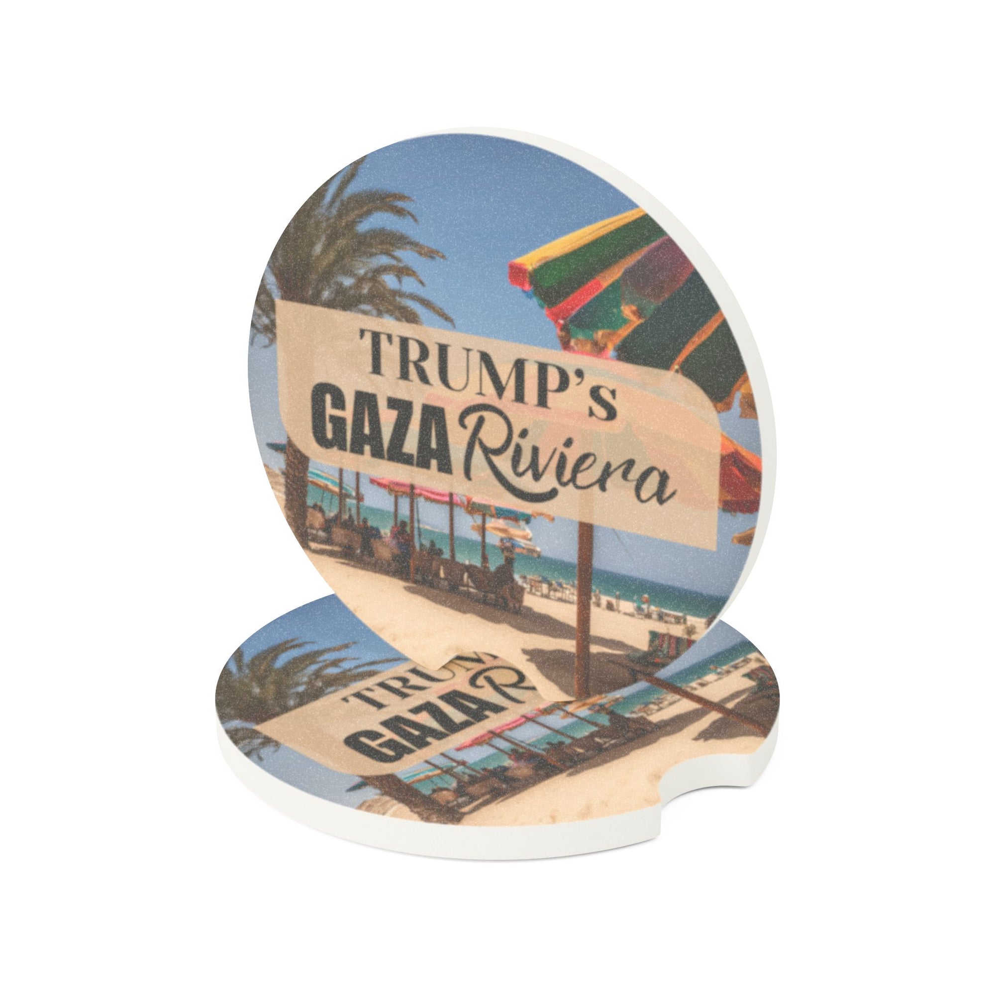 Trump's Gaza Riviera Soapstone Car Coaster