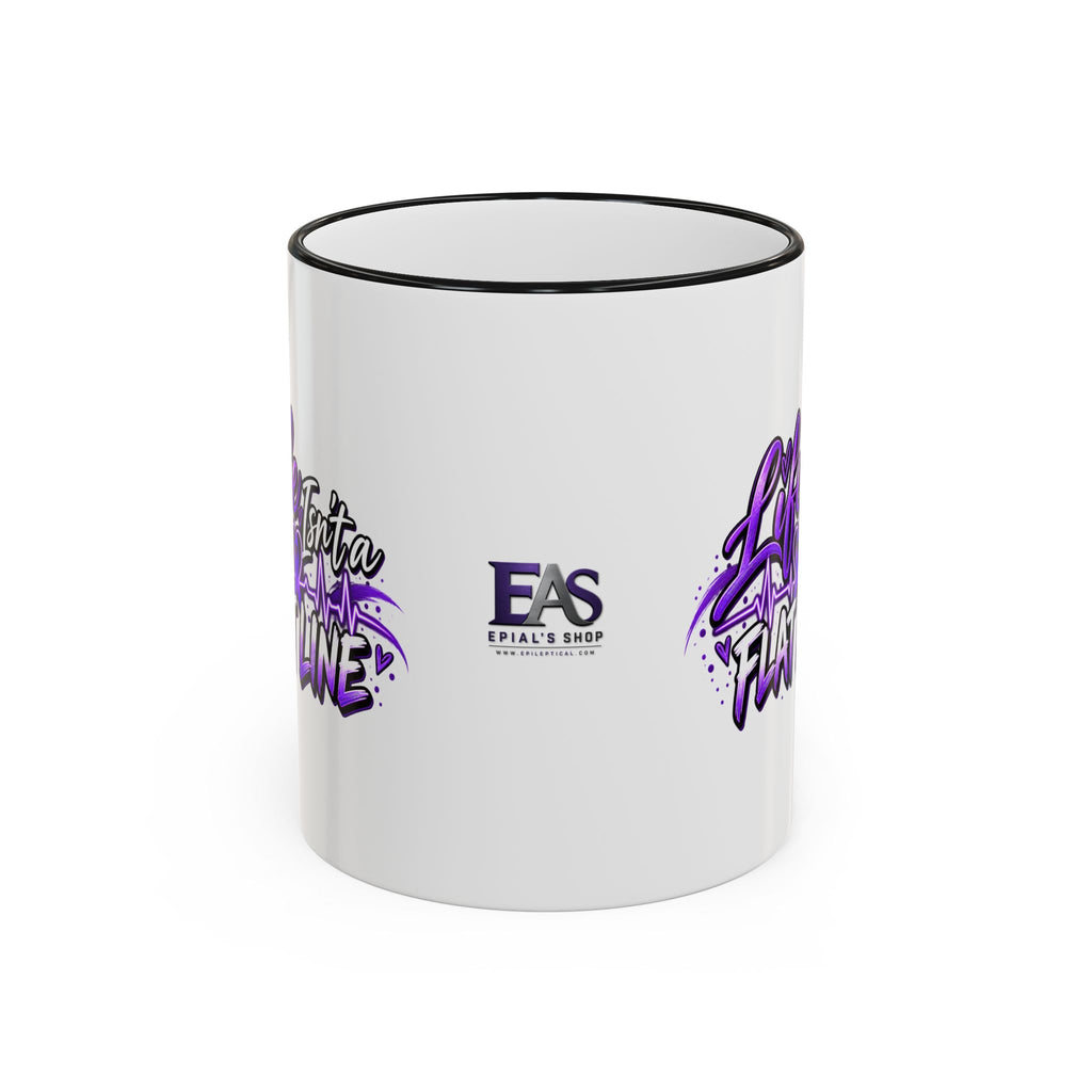 Life Isn’t a Flat Line Epilepsy Awareness Accent Mug — 11/15oz