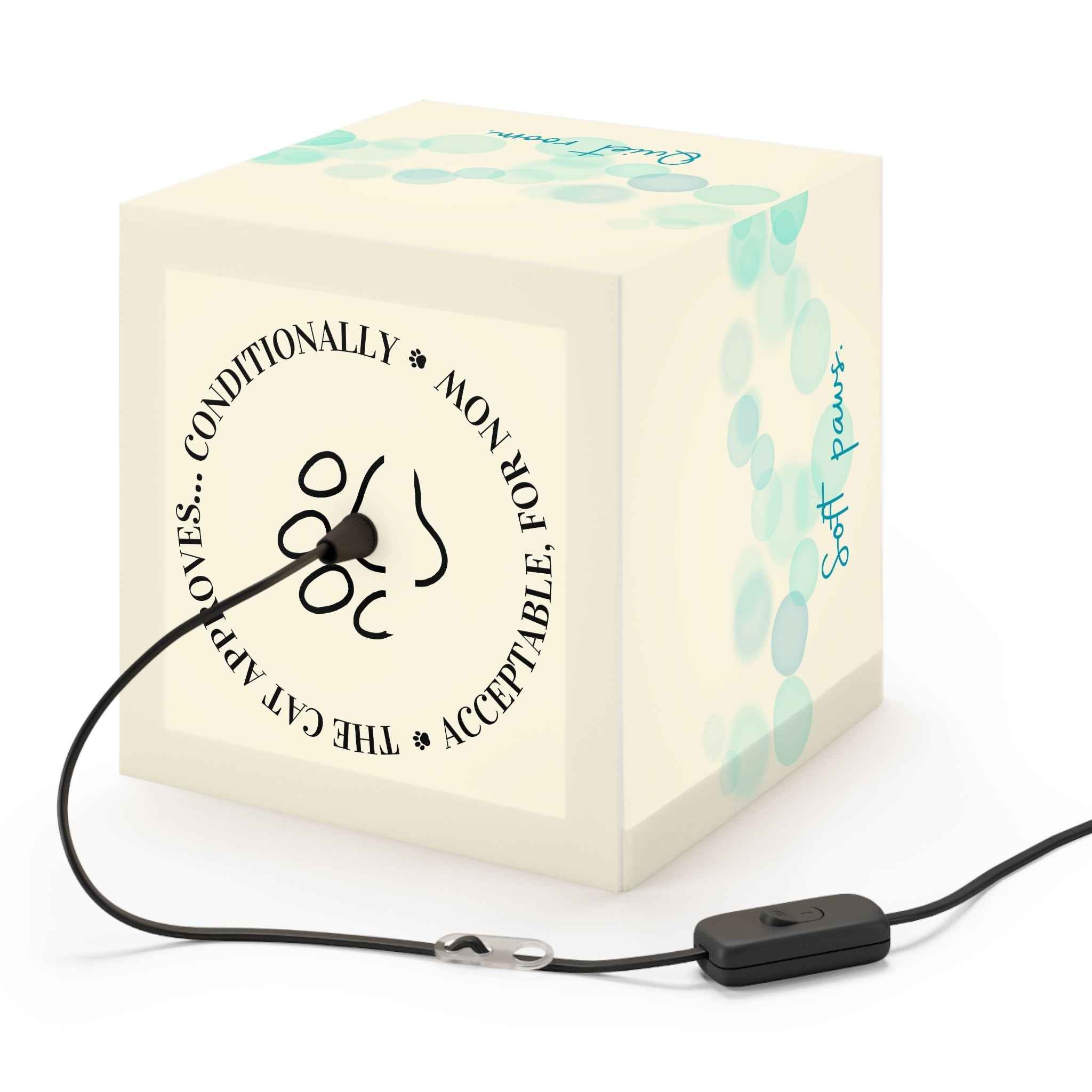 Soft Paws Perfect Day Cat Cube Lamp – Cozy Cat Lover Accent Light