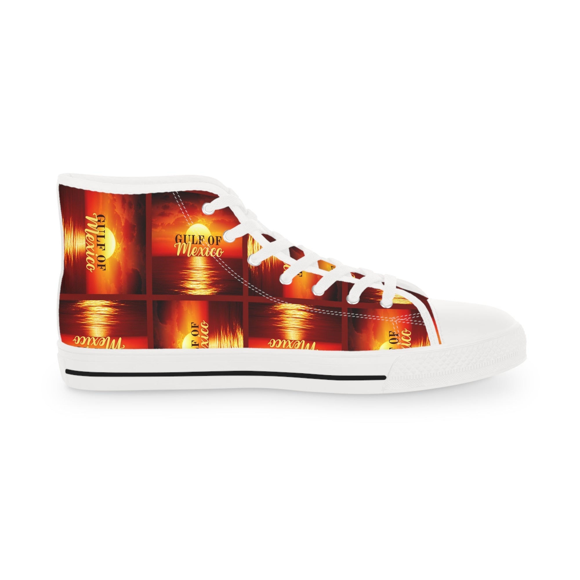 Vintage Style High Top Sneakers - Bold 'Gulf of Mexico' Design Printify