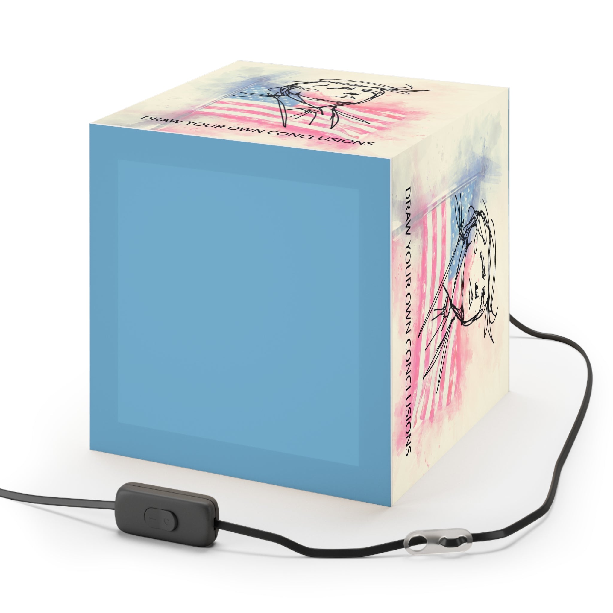 Draw Your Own Conclusions Patriotic Cube Lamp – Watercolor Flag Accent Light