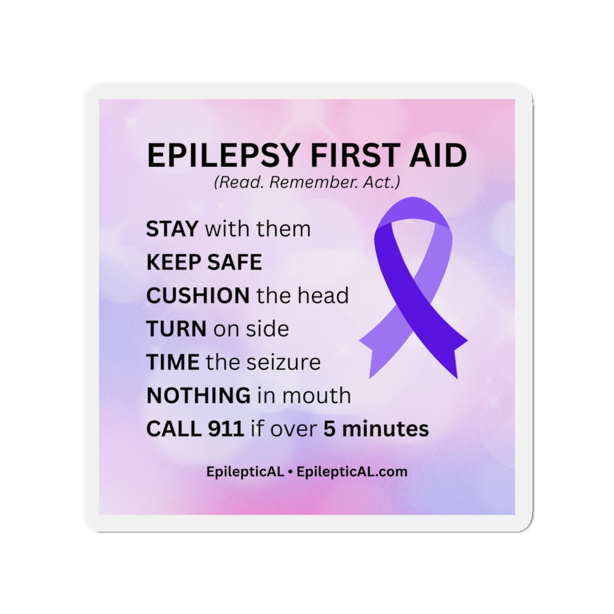 Epilepsy First Aid Magnet | Read. Remember. Act.