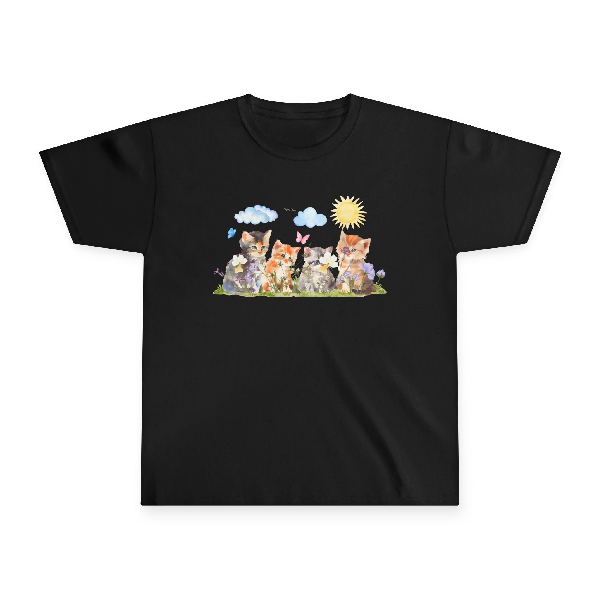 Watercolor Kittens in the Garden Kids’ T-Shirt