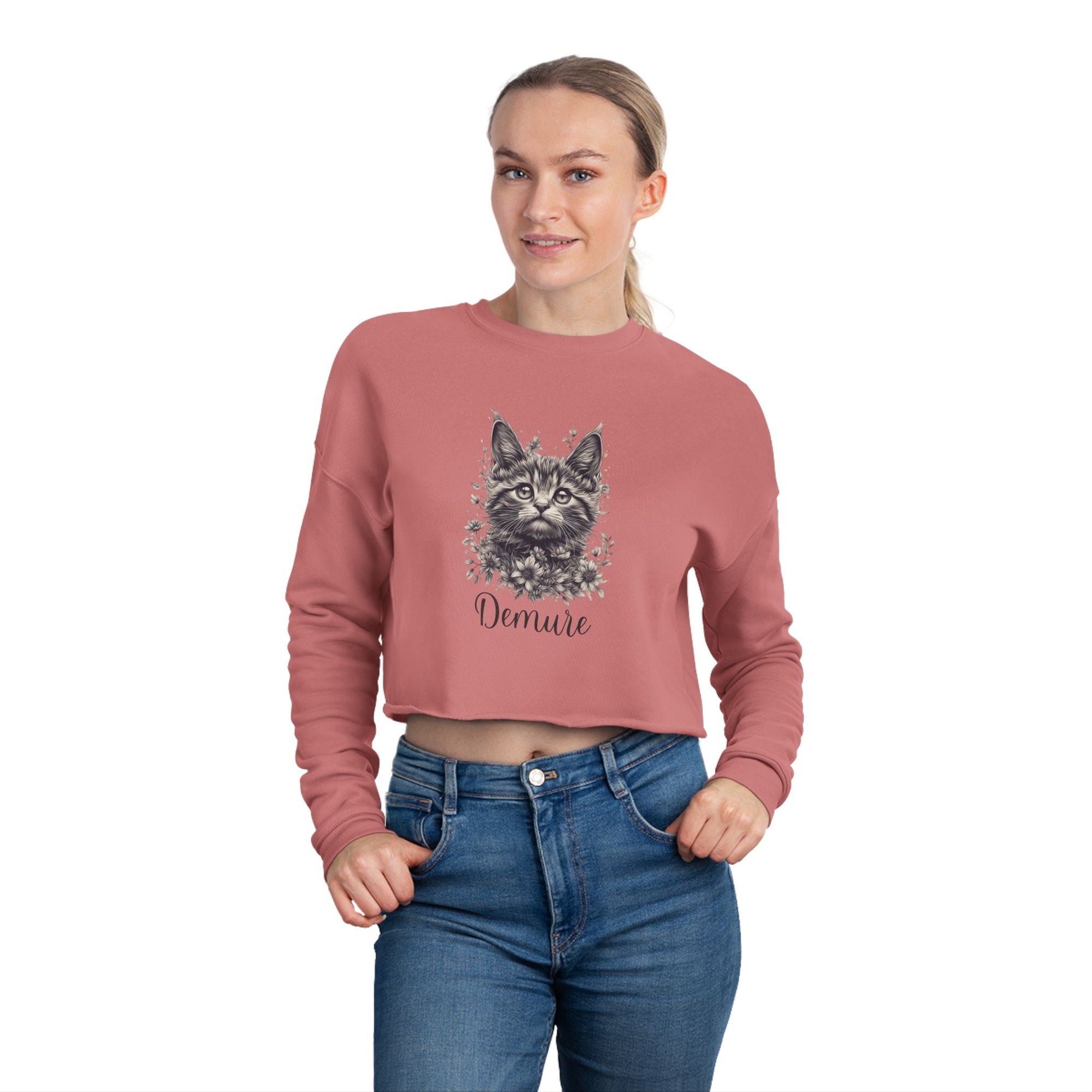 Demure Cat Women's Cropped Sweatshirt