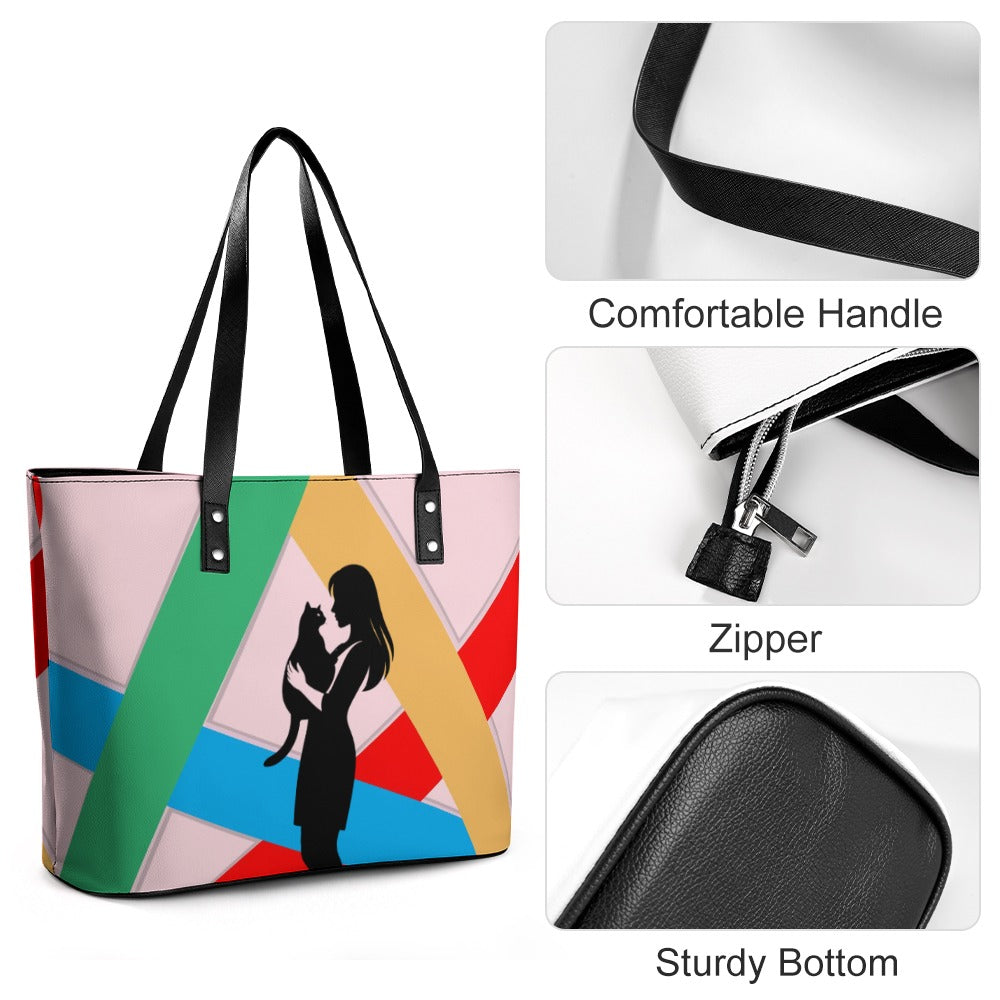 “Not a People Person” Cat Tote Bag – Abstract Art Shoulder Bag (Furreal Priorities Edition)