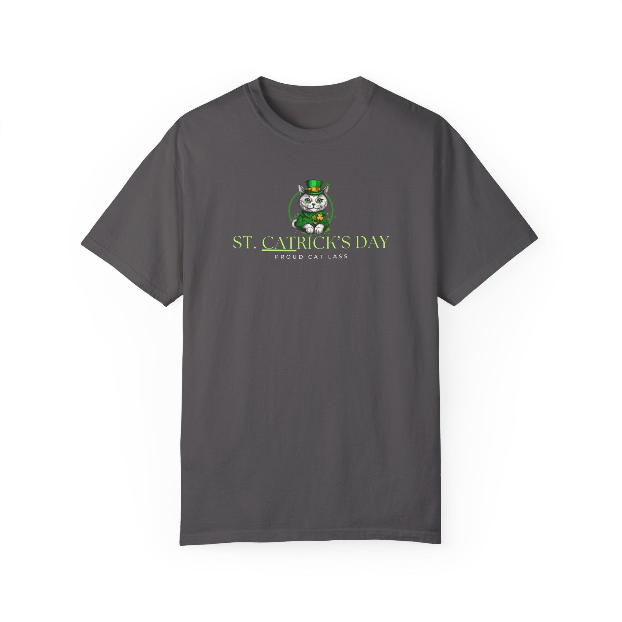 St. Patrick's Day Cat T-Shirt - Unisex Garment-Dyed Tee for Cat Lovers Printify