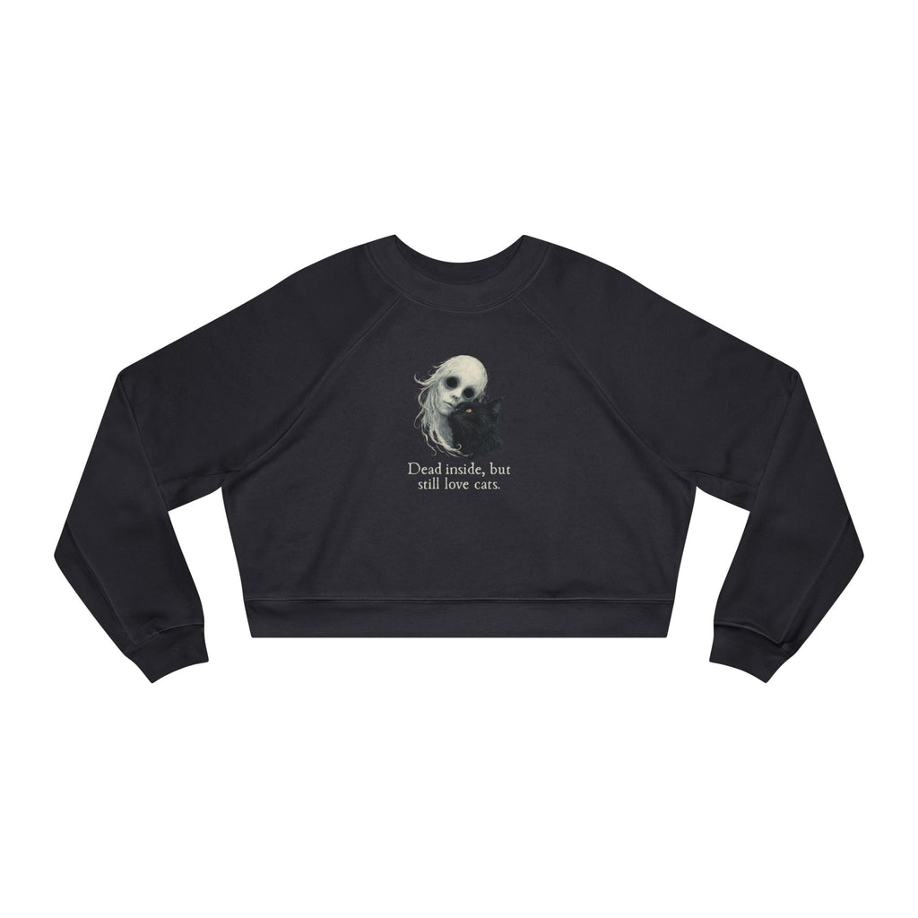 Dead Inside Cat Lover Cropped Fleece Pullover