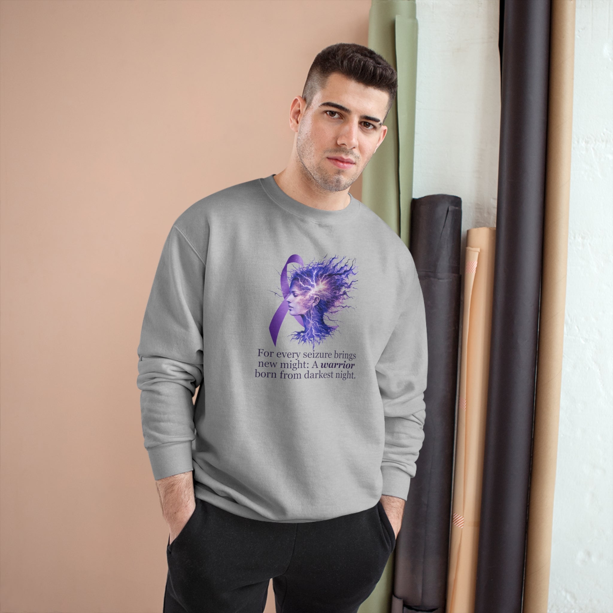 Photo depicting the ​A Warrior is Born Champion Sweatshirt from EpiAl's Shop.