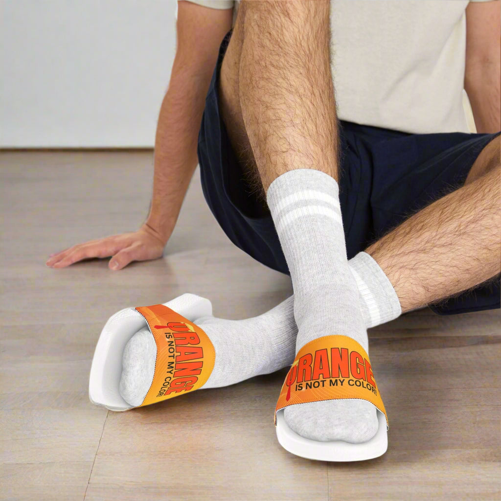 Trendy Men's Sandals - 'Orange Is Not My Color' Statement Footwear Printify