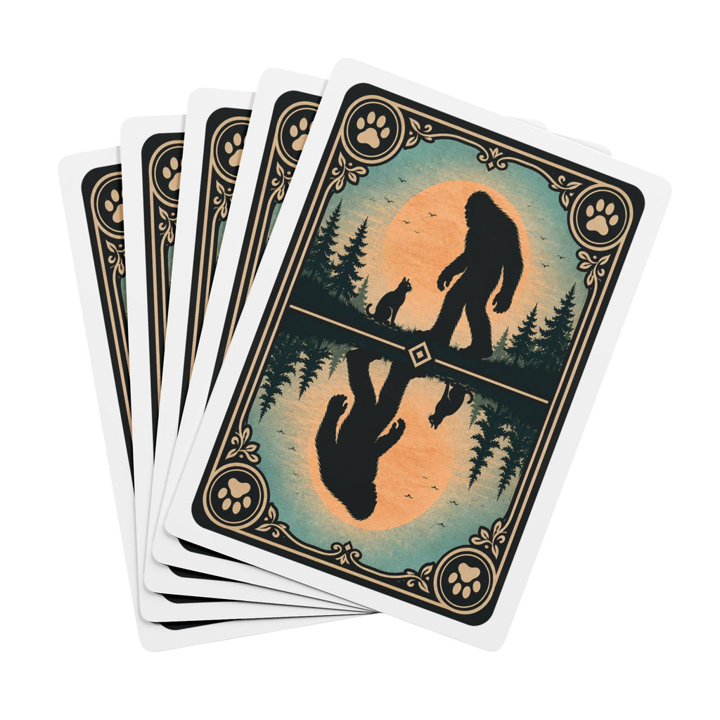 Sasquatch & Cat Playing Cards | Bigfoot Forest Poker Deck