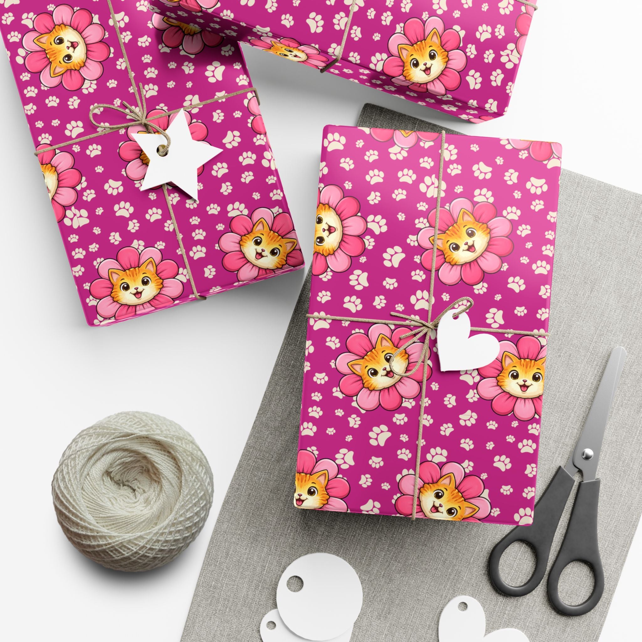 Pink Cat Blossom Gift Wrap | Cute Cat Lover Wrapping Paper
