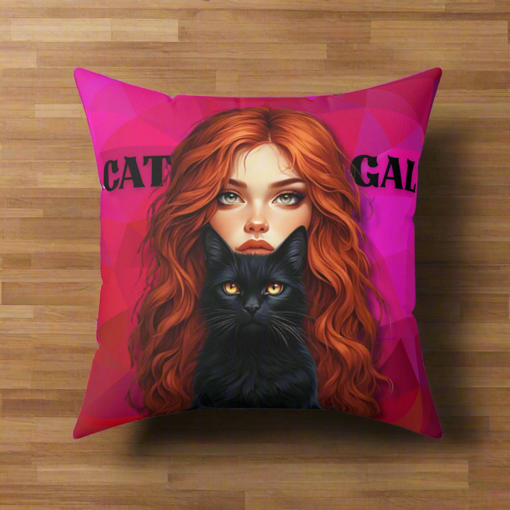 Cat Gal Decorative Pillow, Home Decor