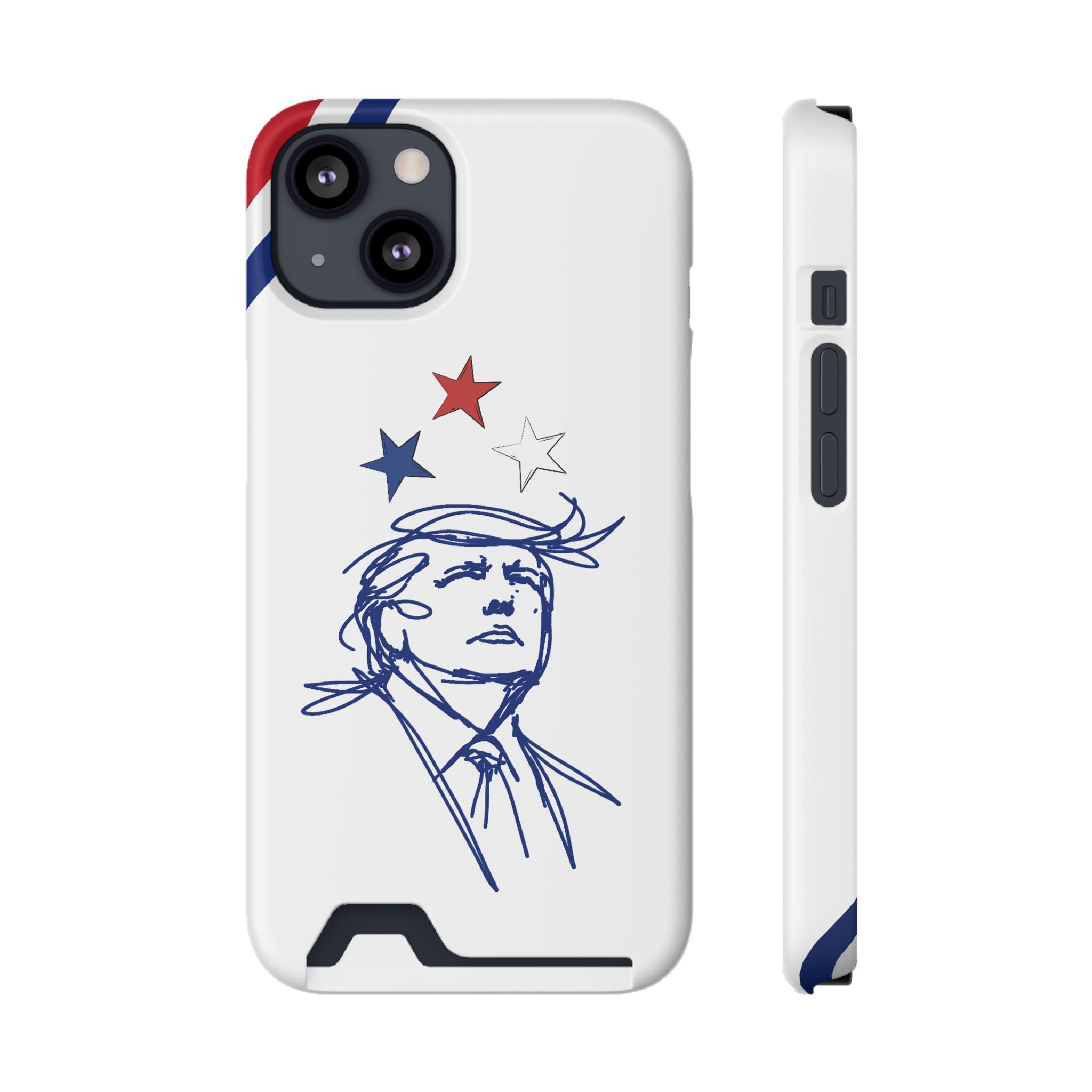 Swoop Guy iPhone Case – Minimal Line Portrait Patriotic Design, Slim Protective Case with Card Slot
